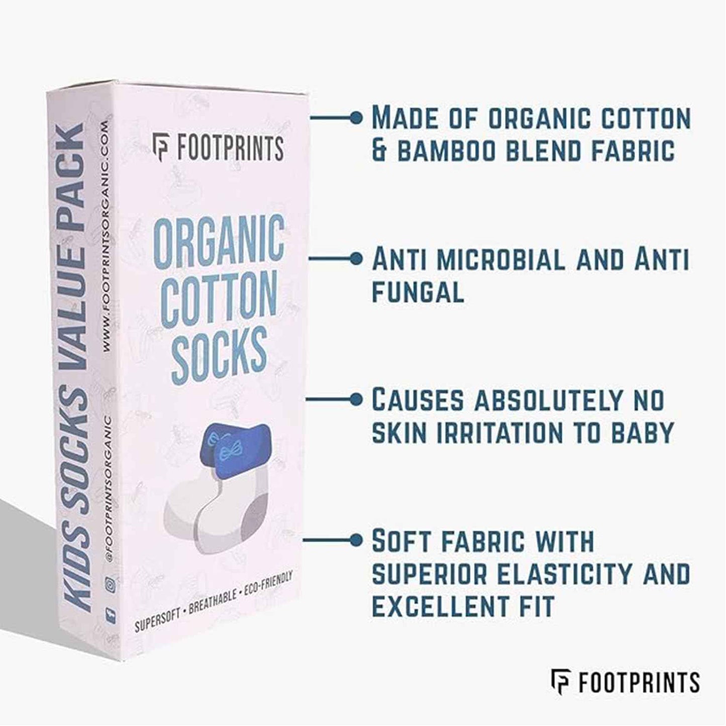 FOOTPRINTS Organic cotton &Bamboo Kids Unisex Socks | Pack of 3 Pairs | Low cut | Colourful Stripes