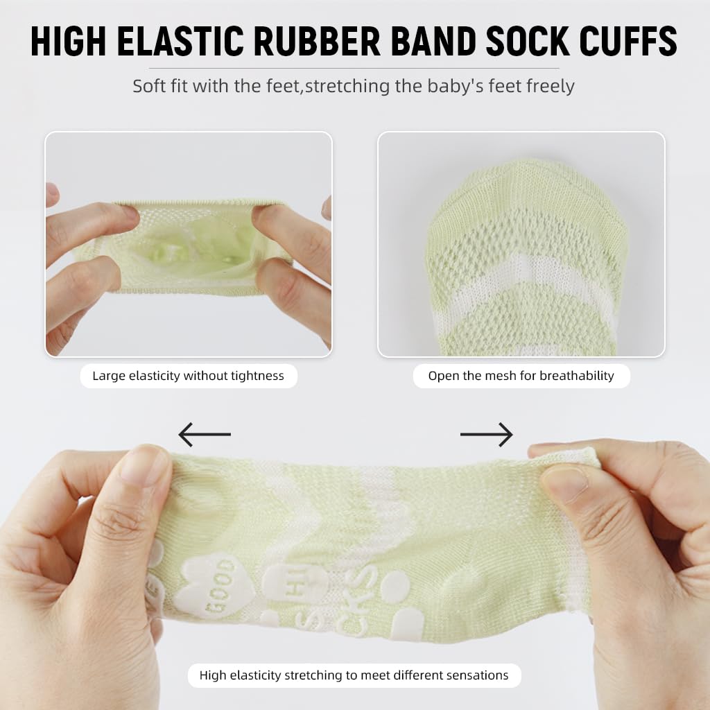 SNOWIE SOFT® 5 Pairs Baby Socks Set, Antislip Socks for New Born Baby 0-3 Years, Non Slip Grip Ankle Socks with Non Skid Soles for Infants Baby Shower Gifts