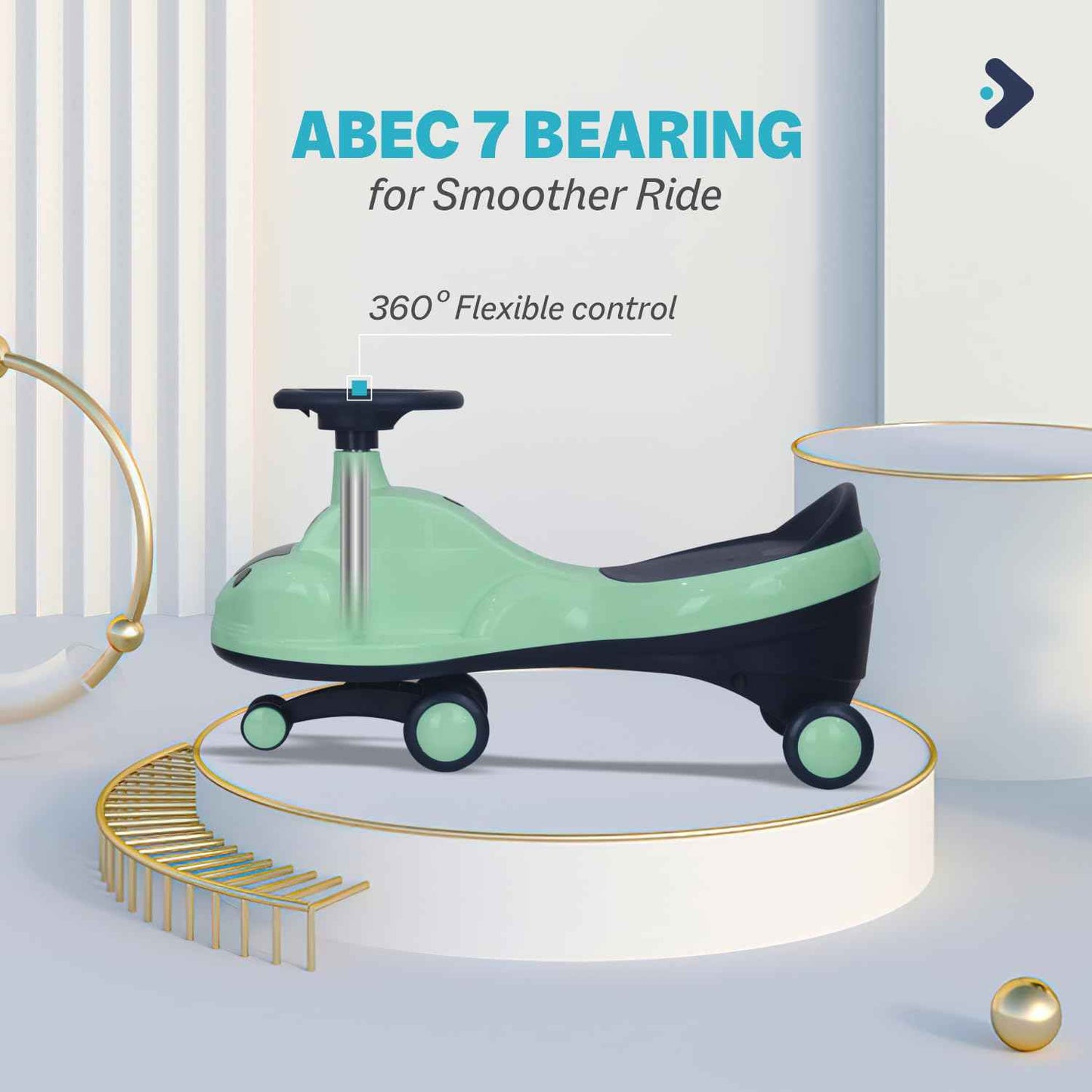 R for Rabbit Iya Iya Zippy Kids Swing Car, Scratch Free PVC Wheels with ABEC7 Bearing, Ride on Magic Toy Car for Kids Suitable for 3+ Years Boys & Girls, Upto 75 Kgs (Lake Blue)