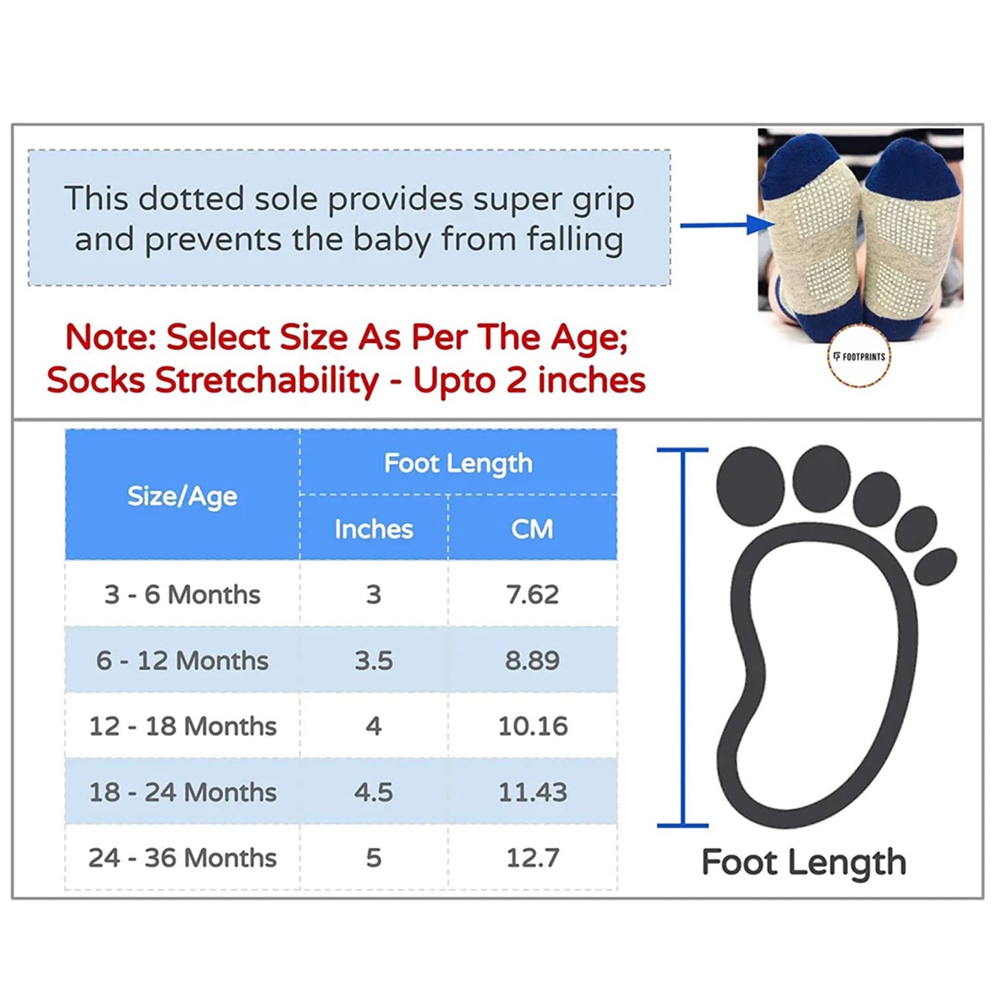 FOOTPRINTS Organic Cotton Anti-Skid Socks | Pack of 6