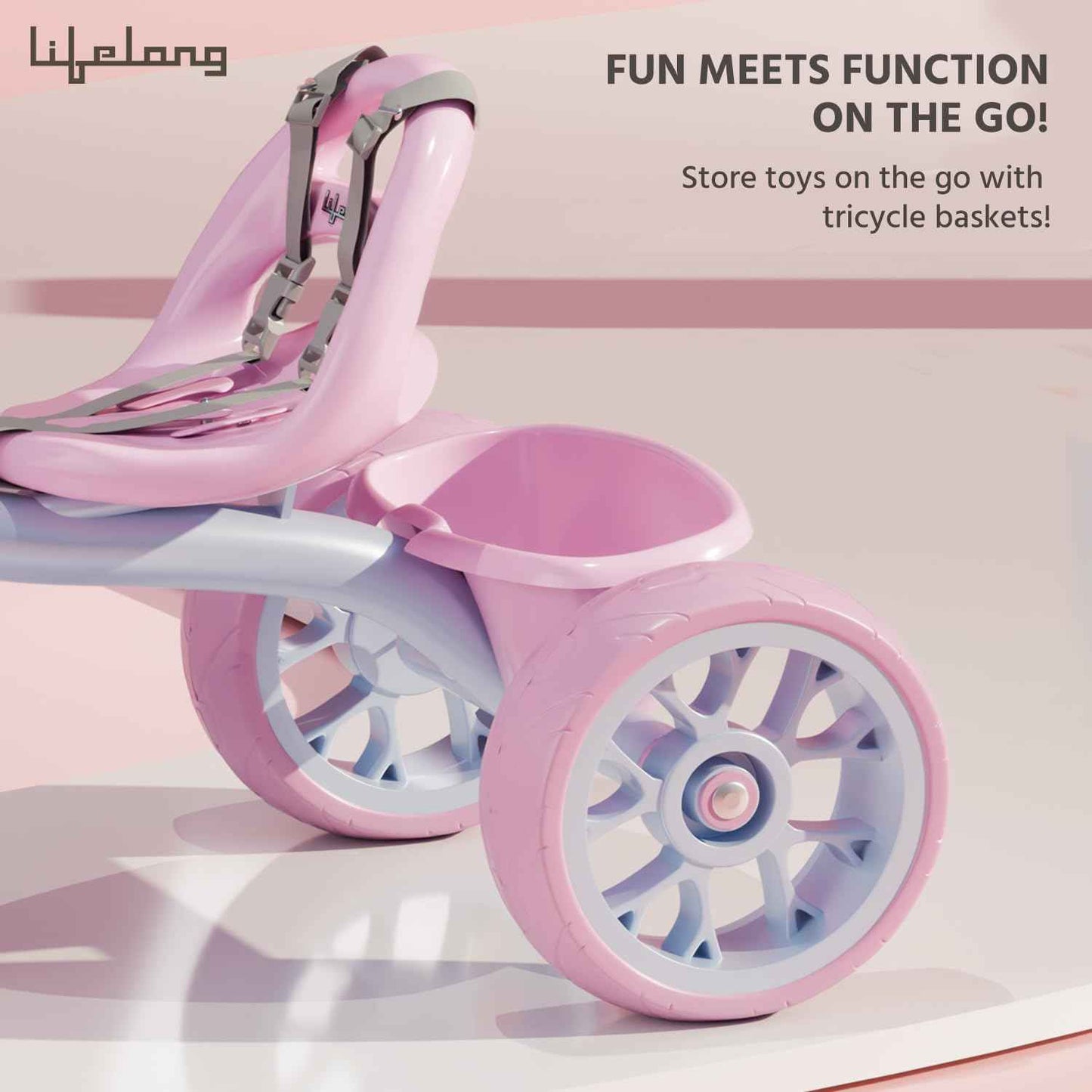 Lifelong Trike Cycle for Kids Cycle 2-5 Years - Tricycles for Boy & Girl - Baby Cycle - Bicycle for Kids - Bike with 3 EVA Wheels, Bell & Basket -Durable Tricycle with Parental Control