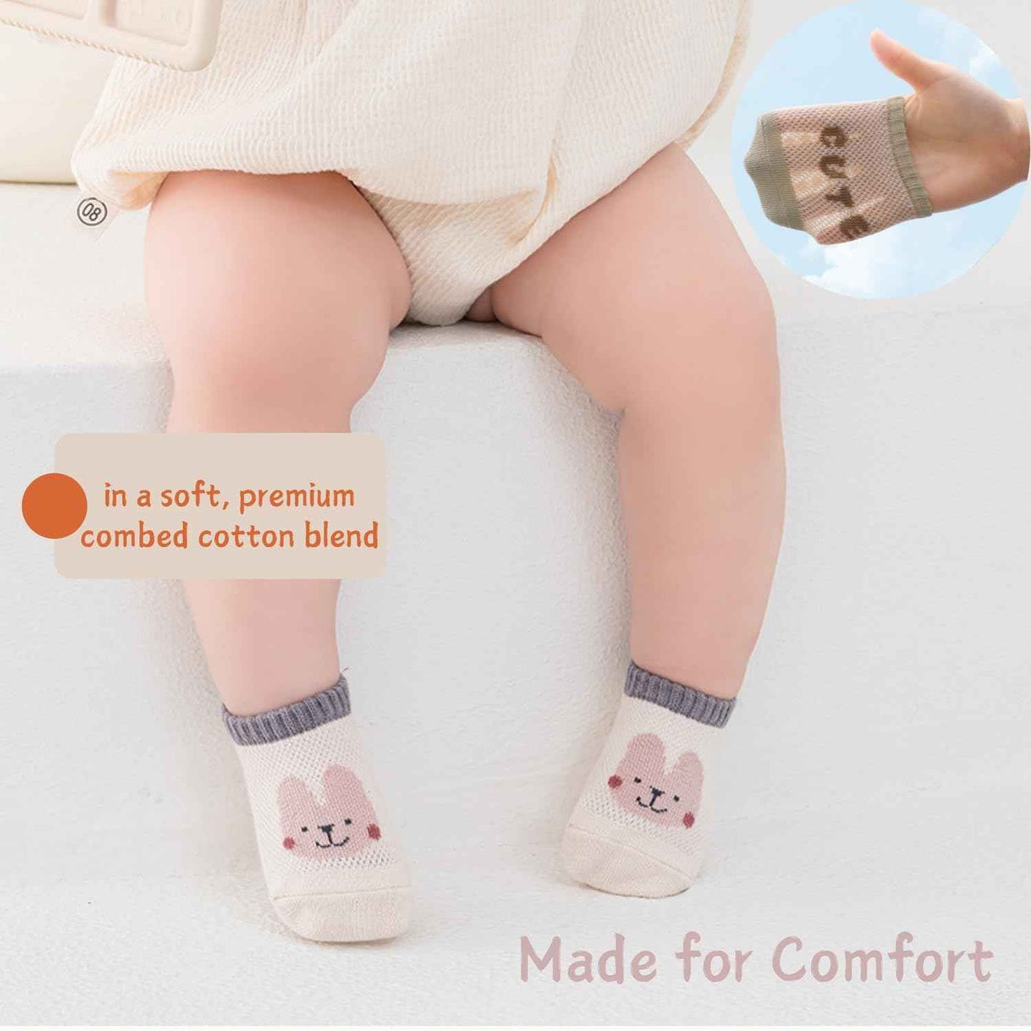 Ahamo Baby Boys' Summer Socks with Anti-Slip Grips