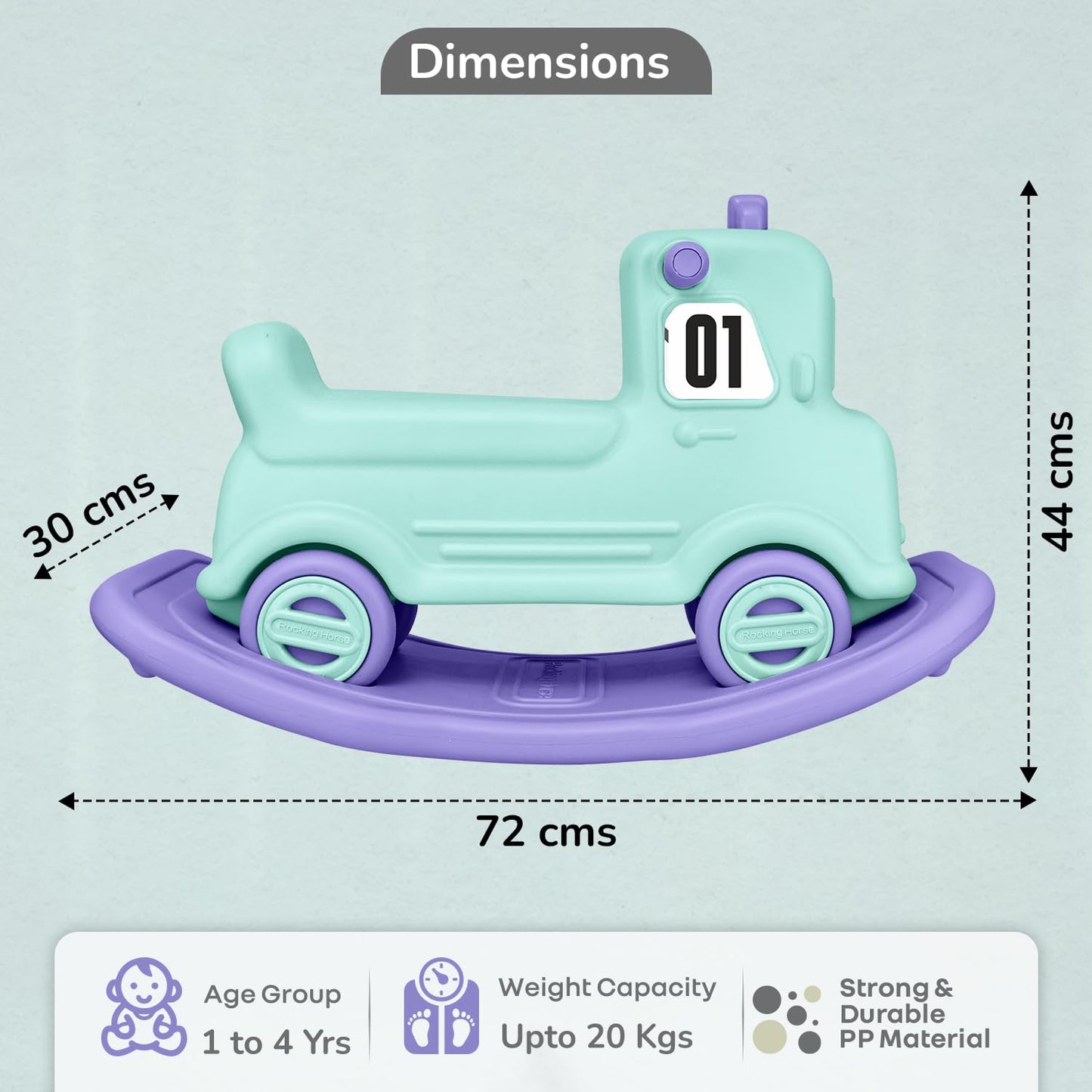 R for Rabbit Rock N Ride 3 in 1 Baby Push Ride-On Car with Rocker & Balance Board Mode | Non-Toxic, Durable and Safe Rocking Horse Rider for Kids 1-4 Years Age, Upto 20kgs Weight (Blue Orange)