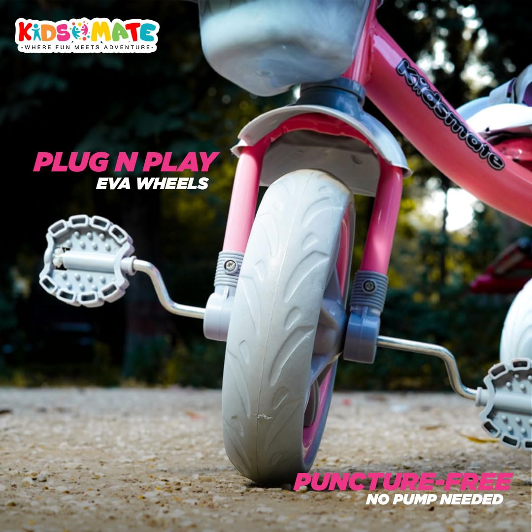 Kidsmate Xplorer 3-in-1 Tricycle for Kids | Durable Plug & Play Baby Trike with EVA Wheels, Safety Rail & Push Handle for Parents | Safe & Comfortable Ride for Toddlers 12-48 Months