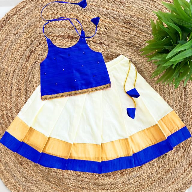 Stanwells Kids Girls Orange & Magenta Mirror Work Flared Net Sleeveless Lehenga Choli Set Pattupavadai for Girls