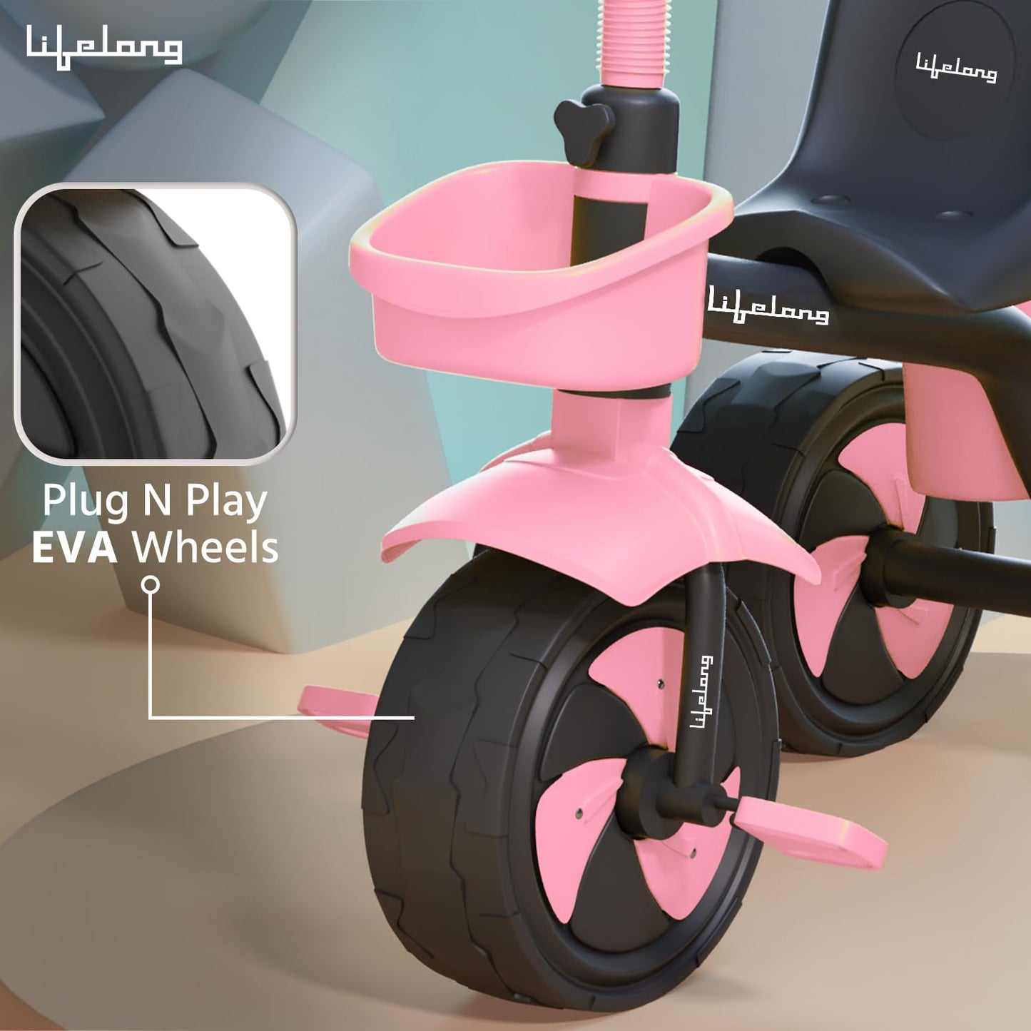 Lifelong Trike Cycle for Kids Cycle 2-5 Years - Tricycles for Boy & Girl - Baby Cycle - Bicycle for Kids - Bike with 3 EVA Wheels, Bell & Basket -Durable Tricycle with Parental Control