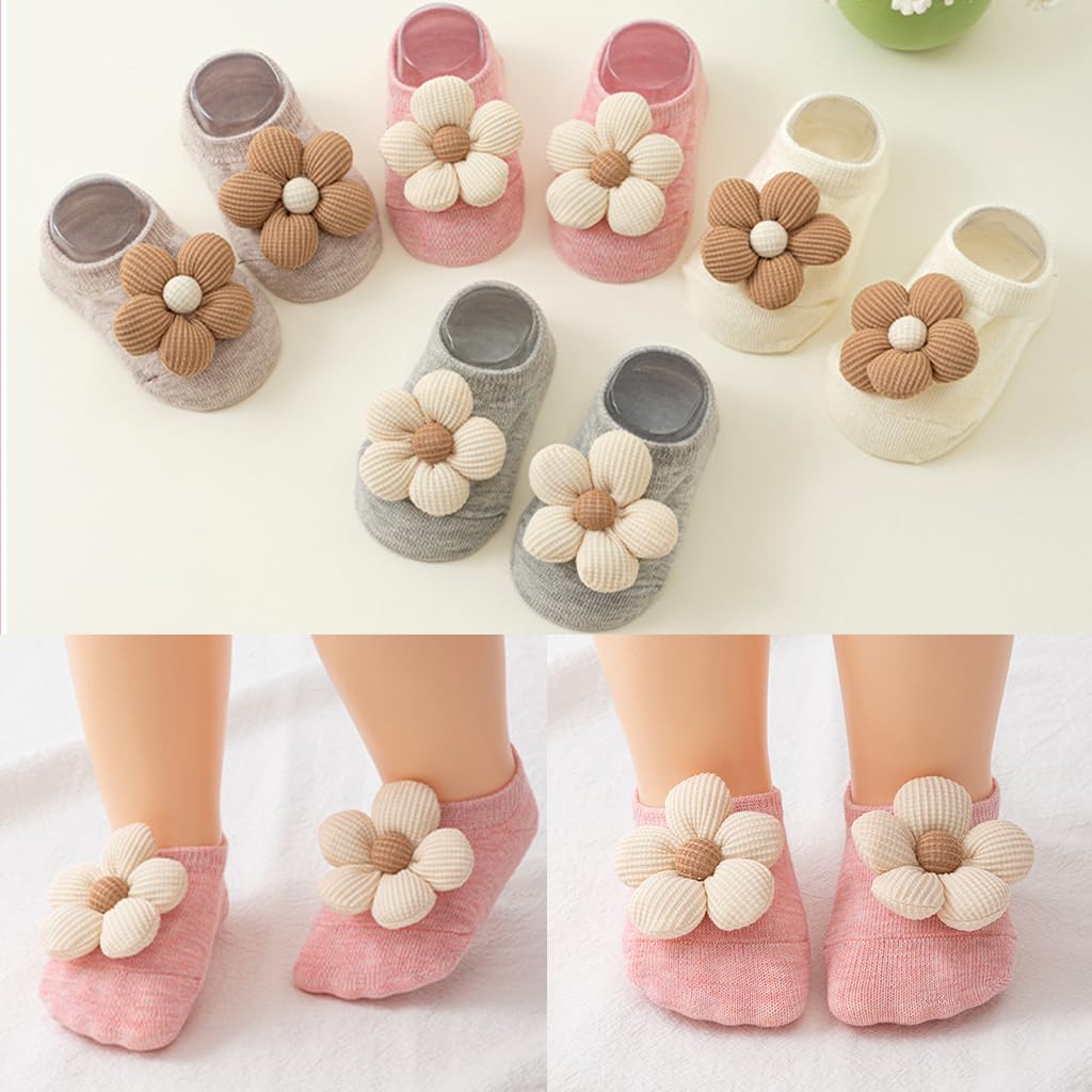 SNOWIE SOFT® 5 Pairs Baby Socks Set, Antislip Socks for New Born Baby 0-3 Years, Non Slip Grip Ankle Socks with Non Skid Soles for Infants Baby Shower Gifts