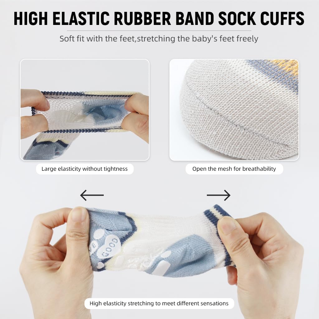 SNOWIE SOFT® 5 Pairs Baby Socks Set, Antislip Socks for New Born Baby 0-3 Years, Non Slip Grip Ankle Socks with Non Skid Soles for Infants Baby Shower Gifts