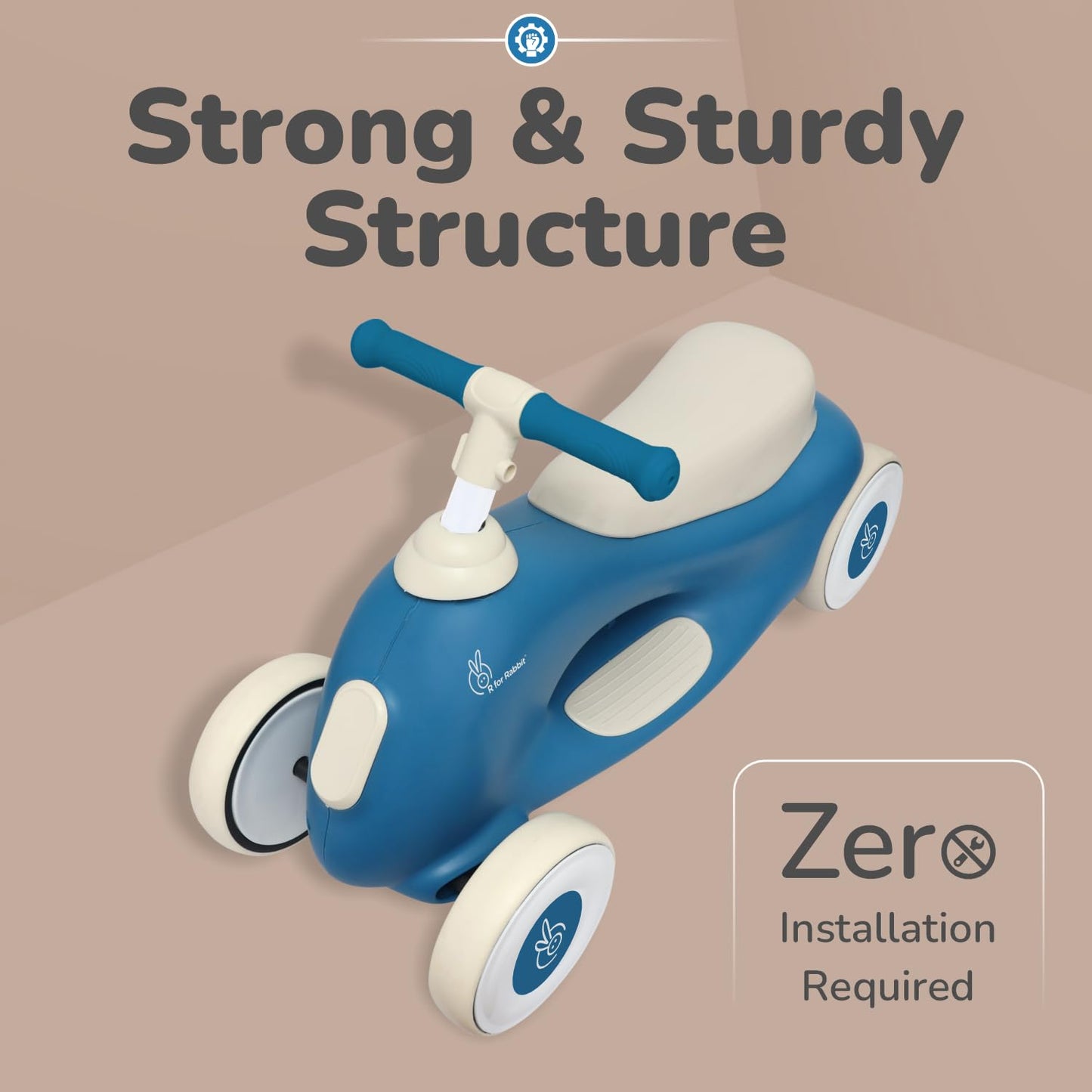R for Rabbit Speedster Zoomy Push Ride-On for Baby, Wide TPE Wheels with Ergonomic & Comfortable Seat, Non Slip Footrest for 1 to 4 Years Kids, 20 Kgs Weight Capacity (Blue Grey)