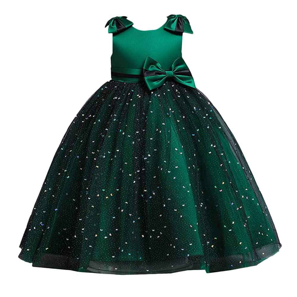 Hopscotch Girl's Fit And Flare Knee Length Polyester Bow Applique Party Knee-Length Dress