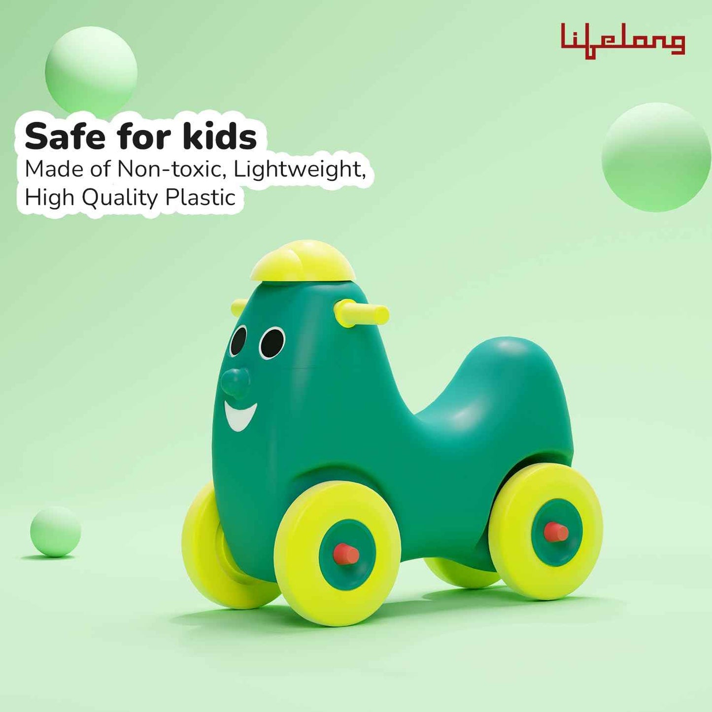 Lifelong Cuppy Smiling Ride-On for Kids|Baby Car Ride On|Baby Car for 1+ Years|Push Ride On for Kids Driving|Rider for Baby|Baby Push Car Toy|Fun & Engaging Playtime (LLCKSR01),Multicolour
