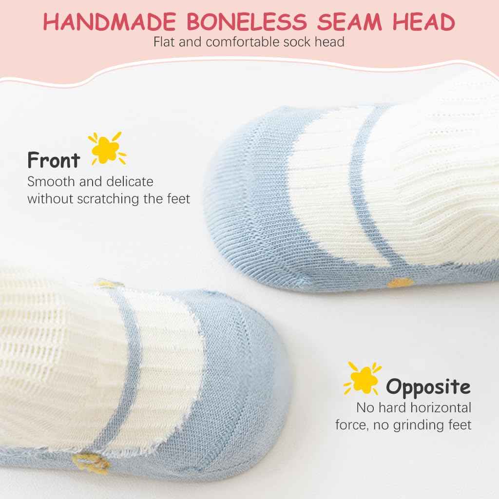 SNOWIE SOFT® 5 Pairs Baby Socks Set, Antislip Socks for New Born Baby 0-3 Years, Non Slip Grip Ankle Socks with Non Skid Soles for Infants Baby Shower Gifts