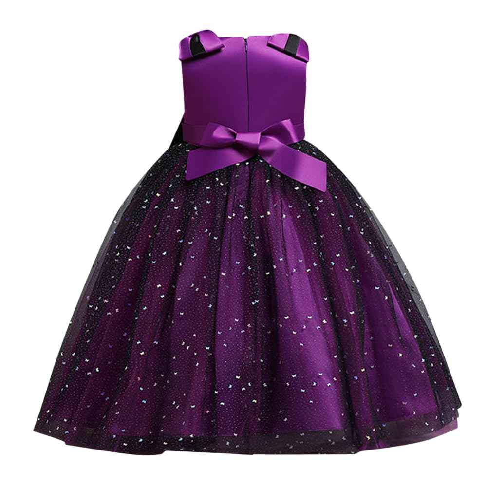 Hopscotch Girl's Fit And Flare Knee Length Polyester Bow Applique Party Knee-Length Dress