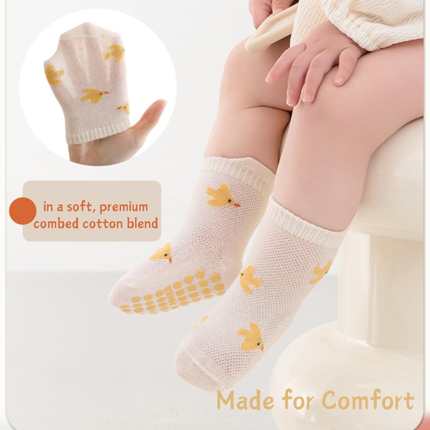 Ahamo Baby Boys' Summer Socks with Anti-Slip Grips