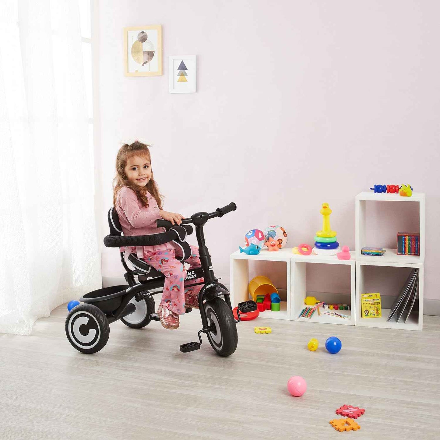Amazon Brand - Jam & Honey Tricycle for Kids | 2-in-1 with Pedalling & Parental Control | Cushioned Seat | Guardrail & Anti-Slip Handle for Safety | for 2 Years+ Boys and Girls | Yellow and Black