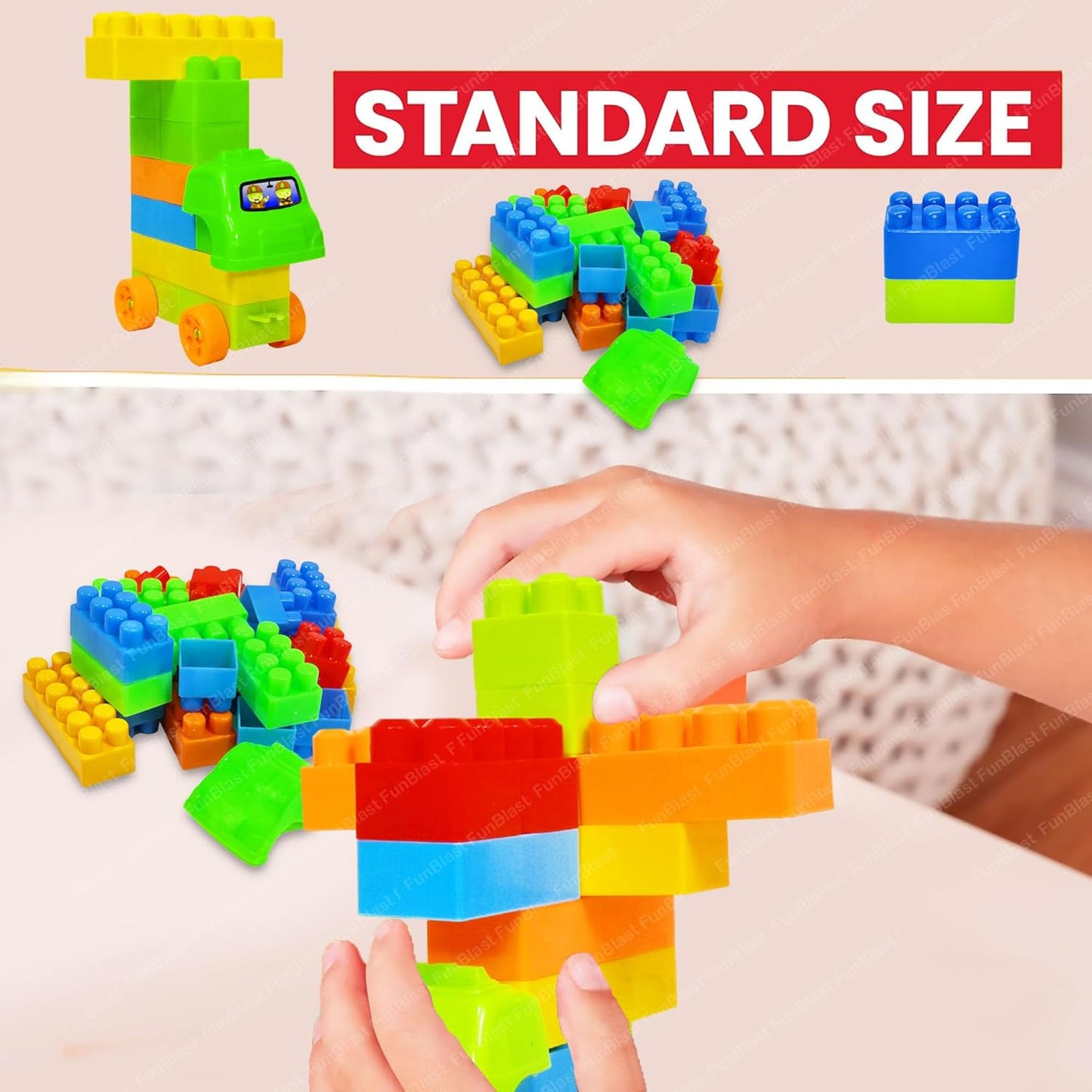 FunBlast DIY Plastic Building Blocks for Kids Building Blocks Toy for Kids Puzzle Games for Kid, Toys for Children Educational & Learning Toy for Kid, Girls & Boys - (250+ Blocks with 38 Wheels)