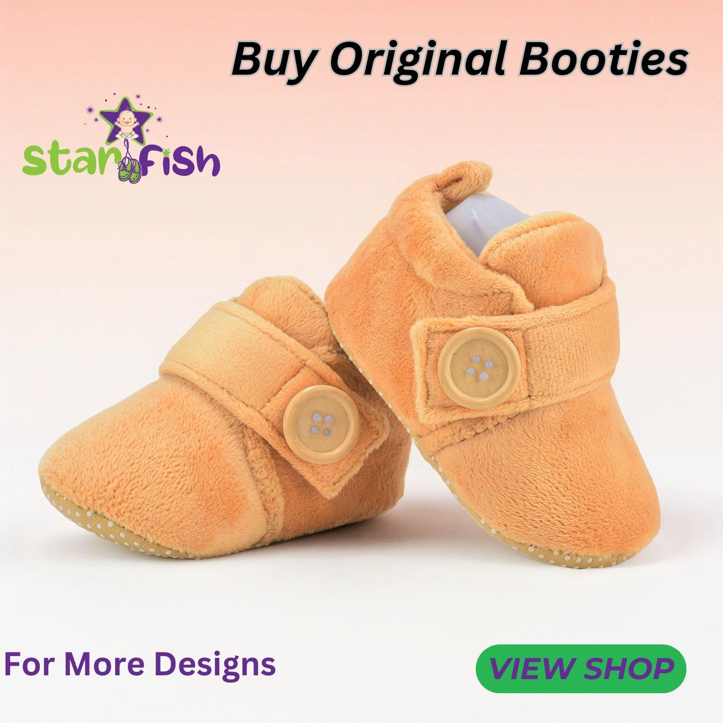 Star Fish Newborn Baby Boys & Girls 3 TO 12 Months Skin Friendly Comfortable & Breathable Cotton Booties (Pink -1212)