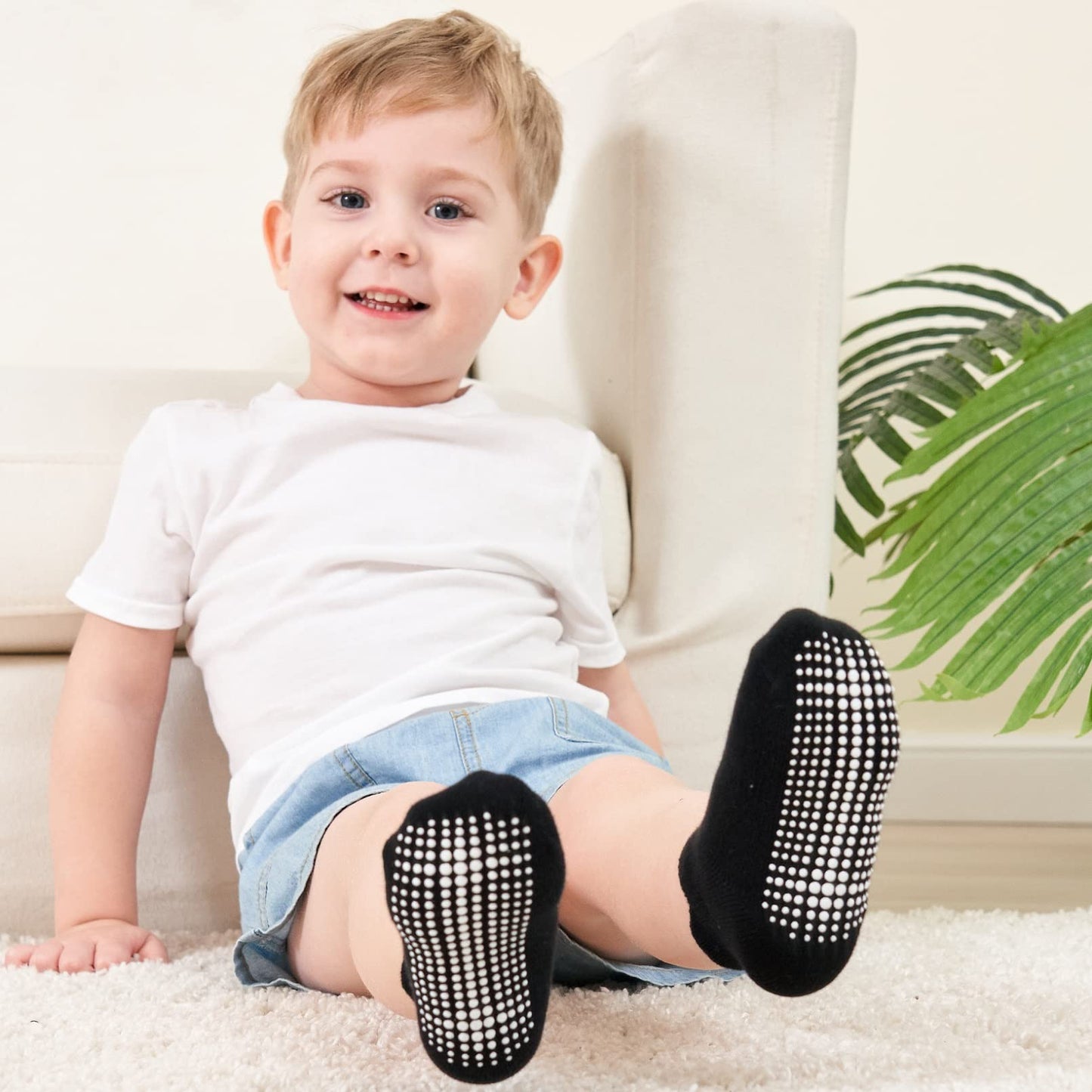 ZAPLES Baby Non Slip Grip Ankle Socks with Non Skid Soles for Infants Toddlers Kids Boys Girls
