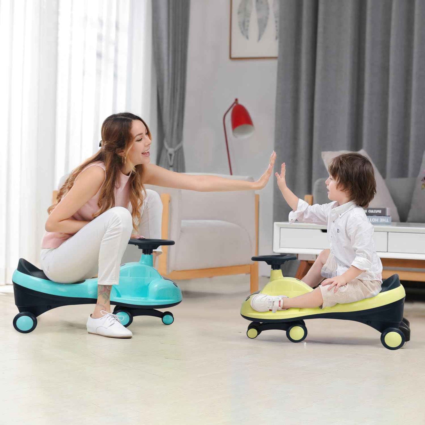 R for Rabbit Iya Iya Zippy Kids Swing Car, Scratch Free PVC Wheels with ABEC7 Bearing, Ride on Magic Toy Car for Kids Suitable for 3+ Years Boys & Girls, Upto 75 Kgs (Lake Blue)