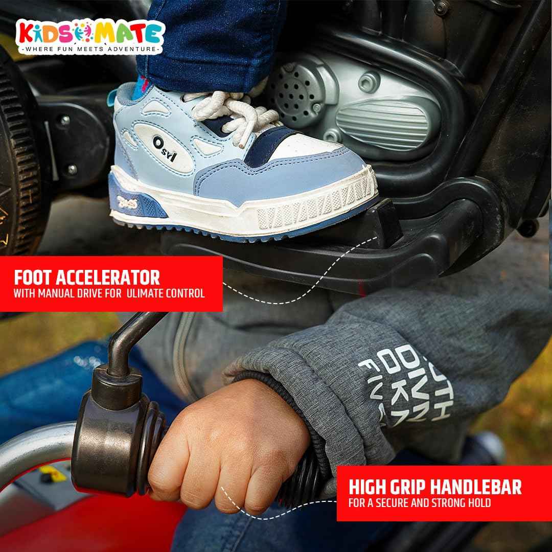 Kidsmate X-Power Ultimate Fun Electric Bike for Kids | 6V 4AH Battery, Dual Suspension with LED Lights & Comfy Backrest | Battery Bike for Kids for Ages 1-5 Years - Red