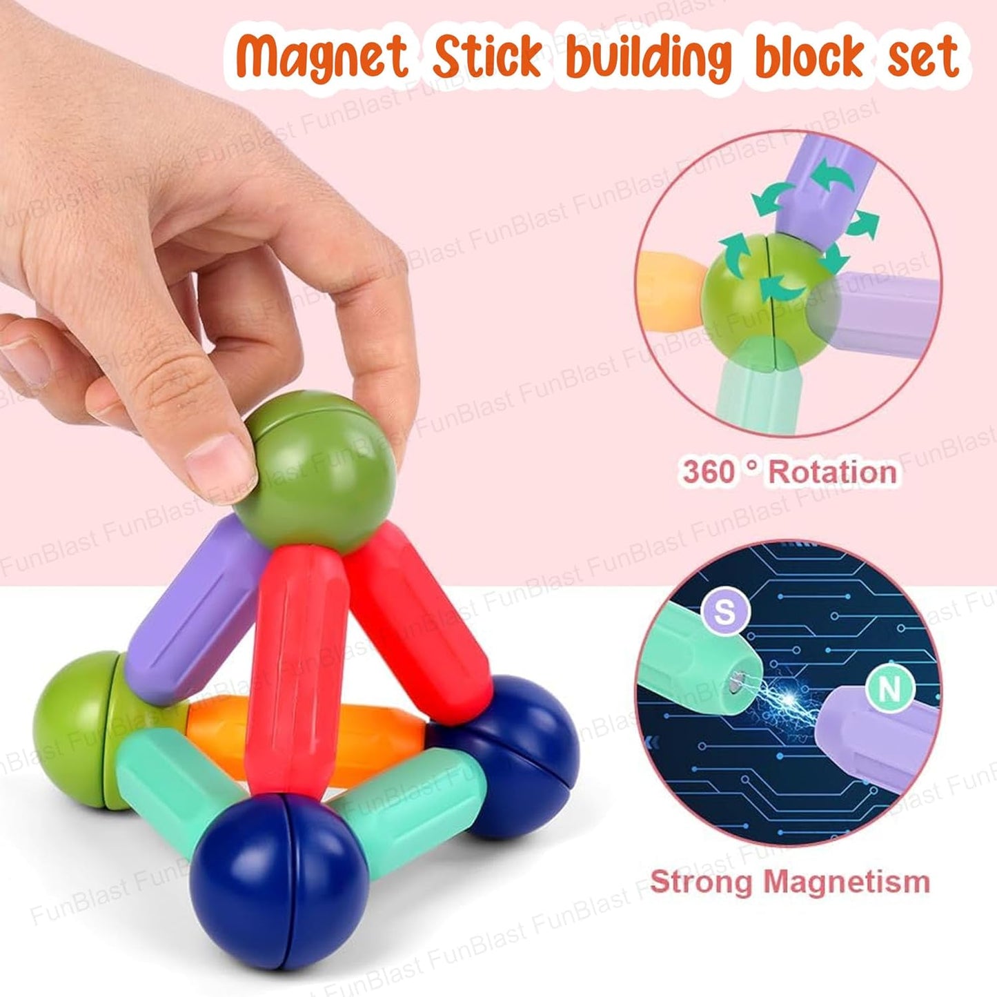 FunBlast DIY Plastic Building Blocks for Kids Building Blocks Toy for Kids Puzzle Games for Kid, Toys for Children Educational & Learning Toy for Kid, Girls & Boys - (250+ Blocks with 38 Wheels)