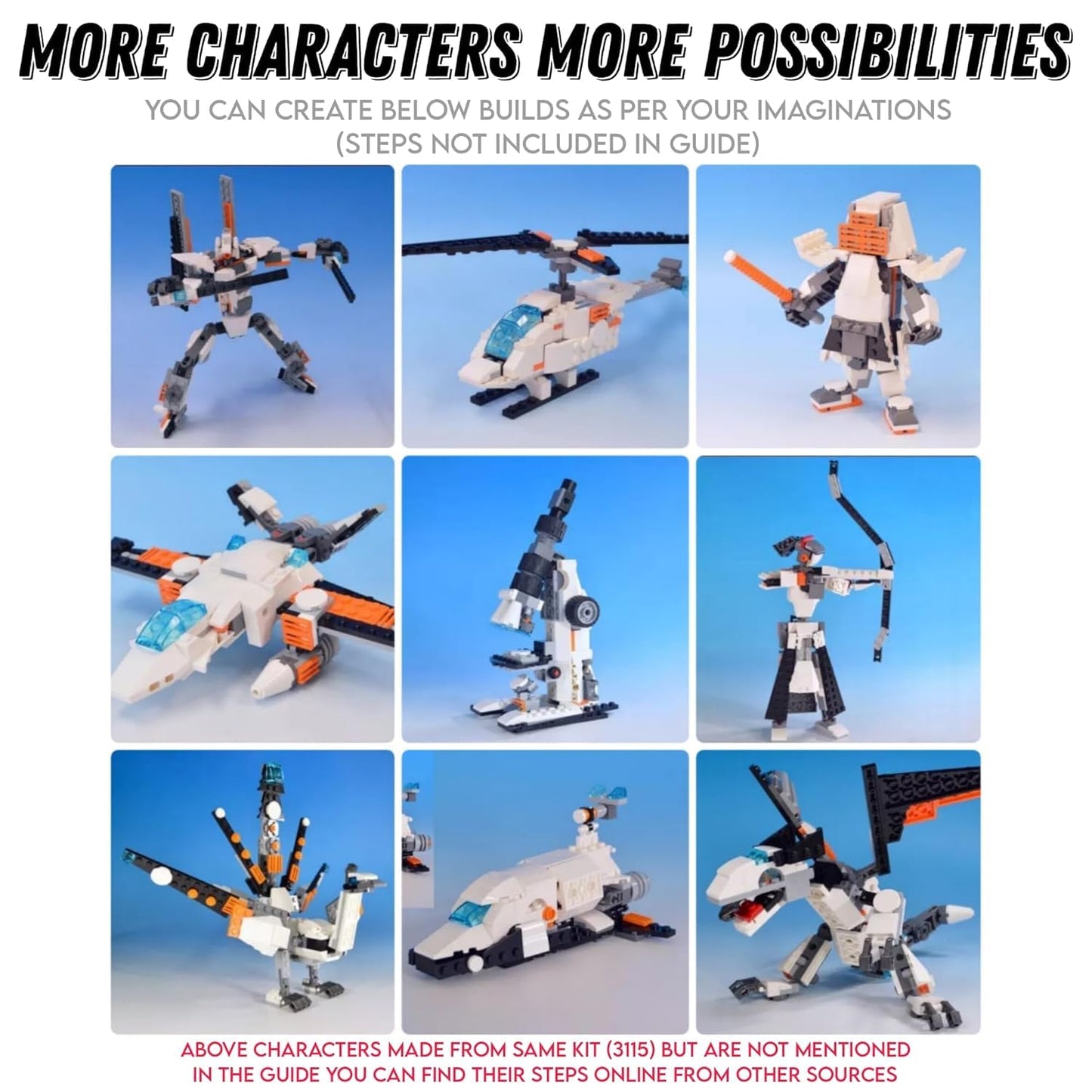 Umadiya® 36-in-1 Magic Building Blocks Set | 256+ Pieces | Creative Construction Toy for Kids | Includes Instruction Manual | Ideal for Boys & Girls Ages 6+ | DIY Brick Robot, Jet, Ship Models