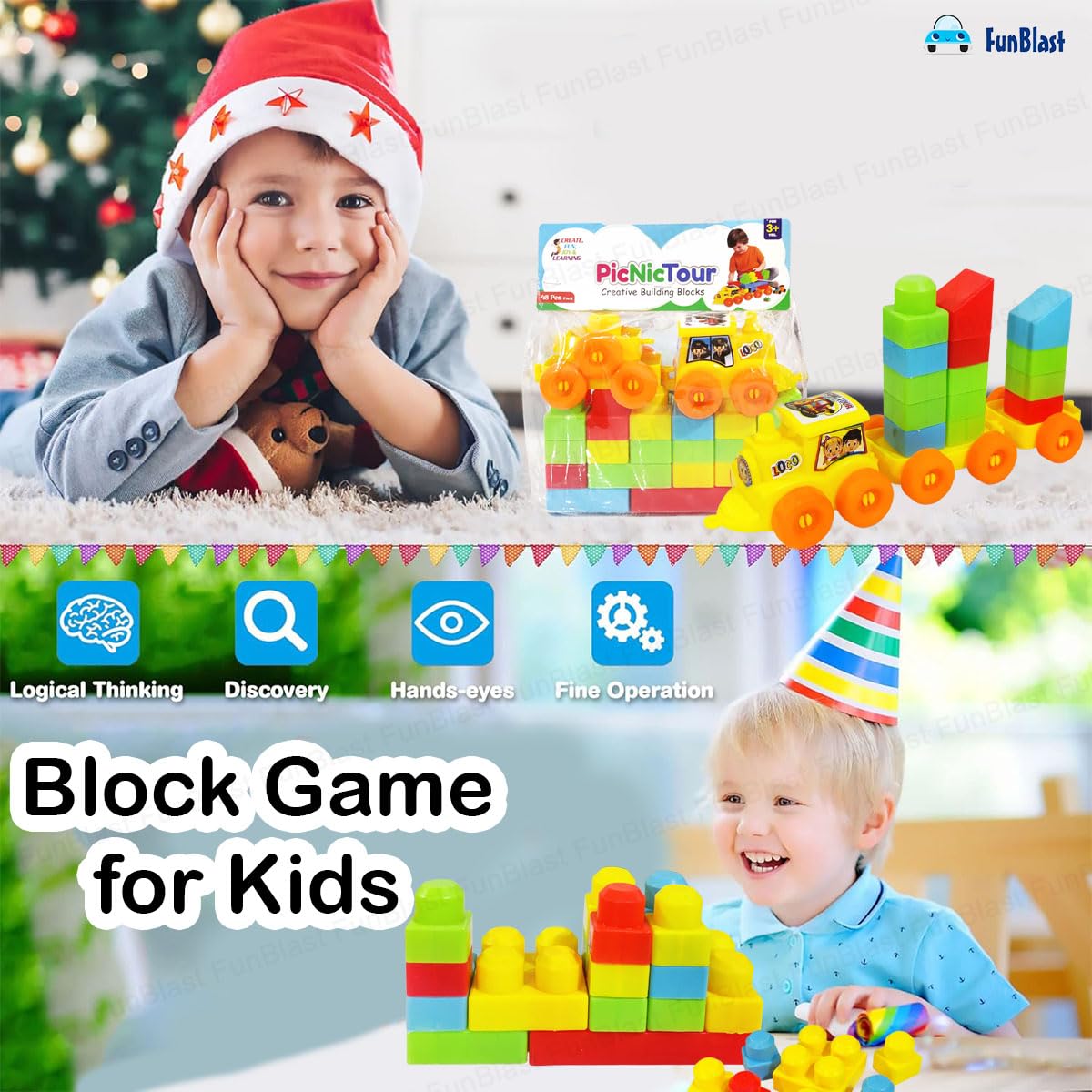FunBlast DIY Plastic Building Blocks for Kids Building Blocks Toy for Kids Puzzle Games for Kid, Toys for Children Educational & Learning Toy for Kid, Girls & Boys - (250+ Blocks with 38 Wheels)