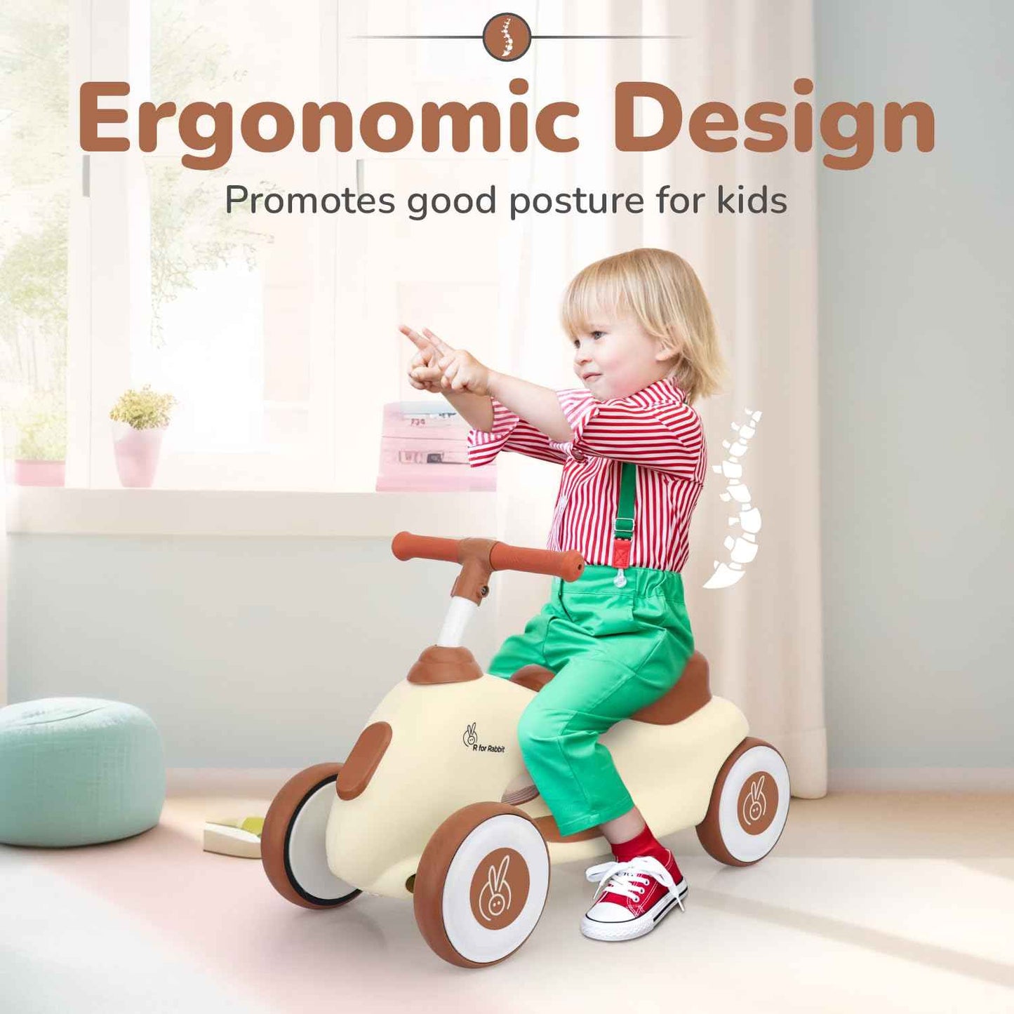 R for Rabbit Speedster Zoomy Push Ride-On for Baby, Wide TPE Wheels with Ergonomic & Comfortable Seat, Non Slip Footrest for 1 to 4 Years Kids, 20 Kgs Weight Capacity (Blue Grey)