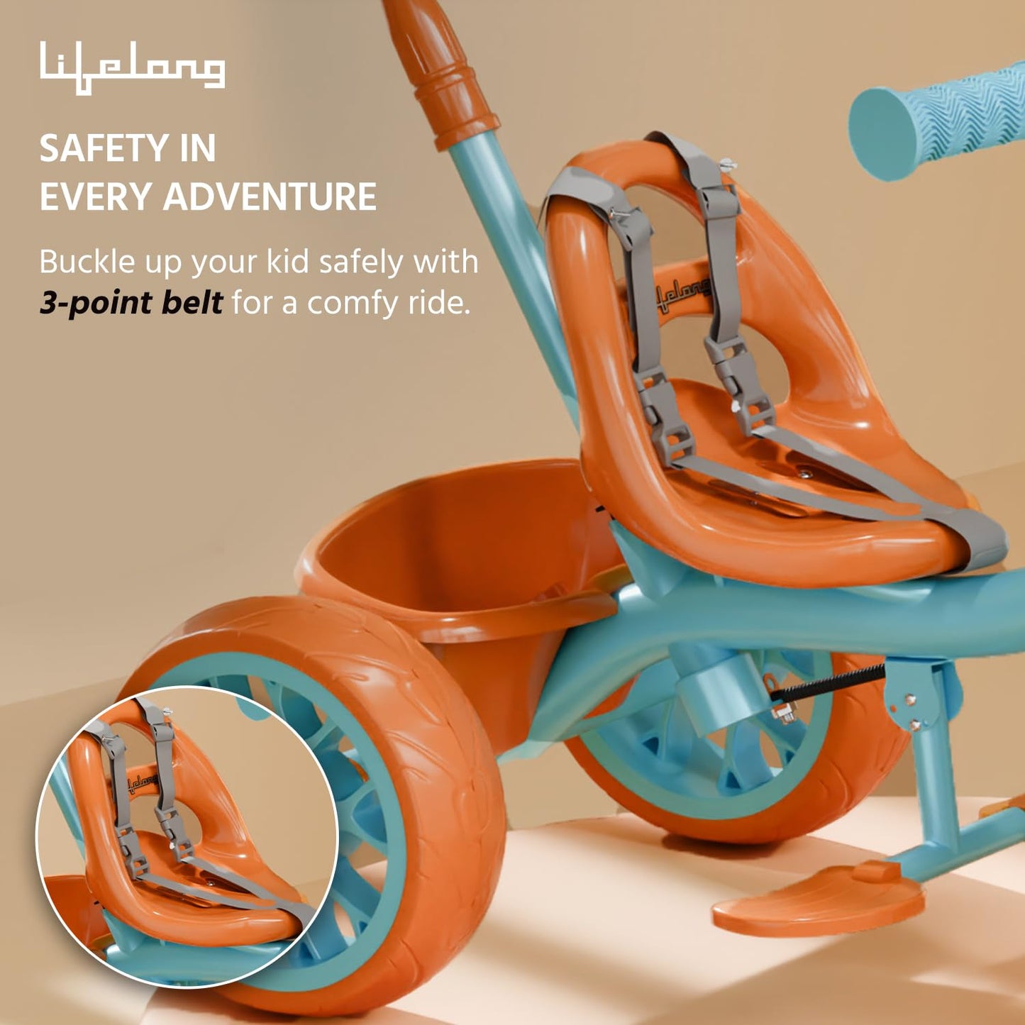 Lifelong Trike Cycle for Kids Cycle 2-5 Years - Tricycles for Boy & Girl - Baby Cycle - Bicycle for Kids - Bike with 3 EVA Wheels, Bell & Basket -Durable Tricycle with Parental Control
