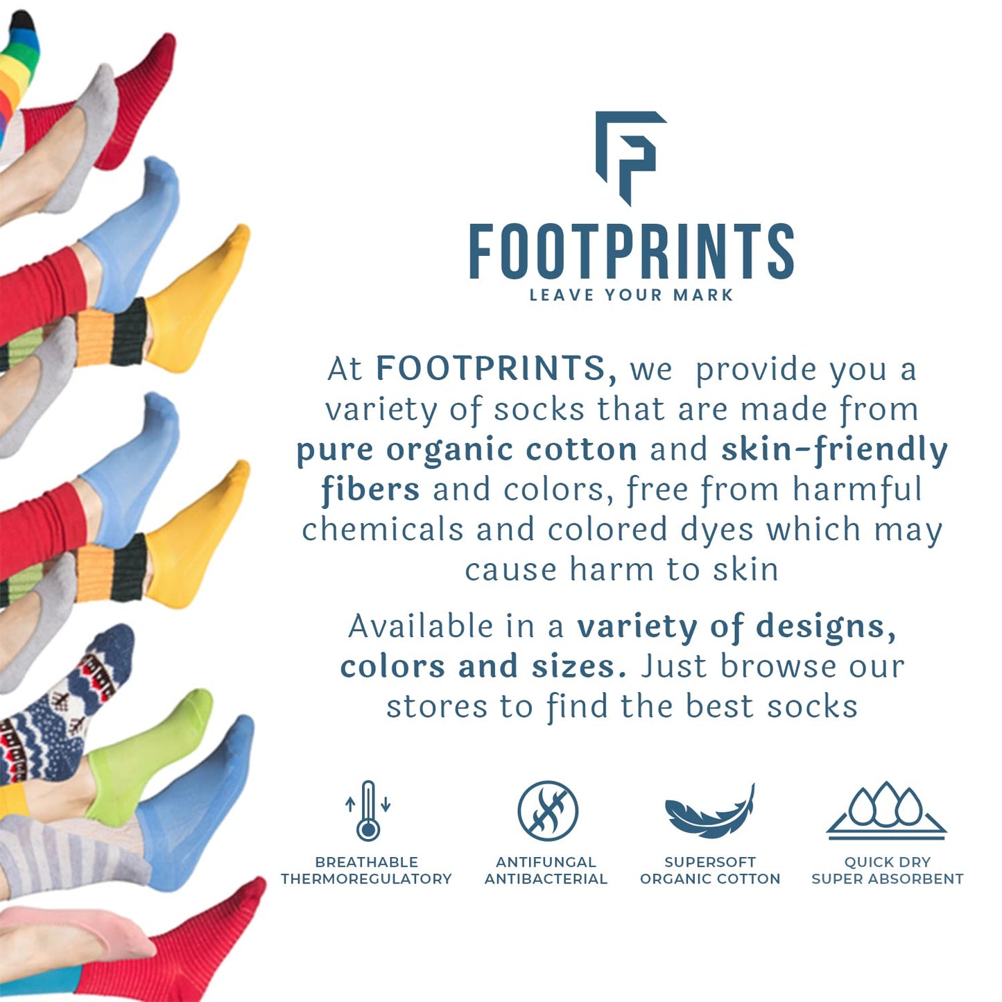 FOOTPRINTS Organic Cotton Anti-Skid Socks | Pack of 6
