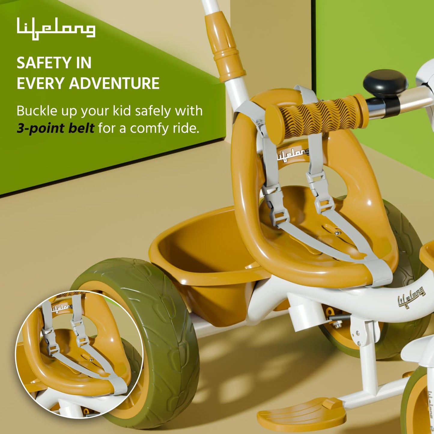 Lifelong Trike Cycle for Kids Cycle 2-5 Years - Tricycles for Boy & Girl - Baby Cycle - Bicycle for Kids - Bike with 3 EVA Wheels, Bell & Basket -Durable Tricycle with Parental Control