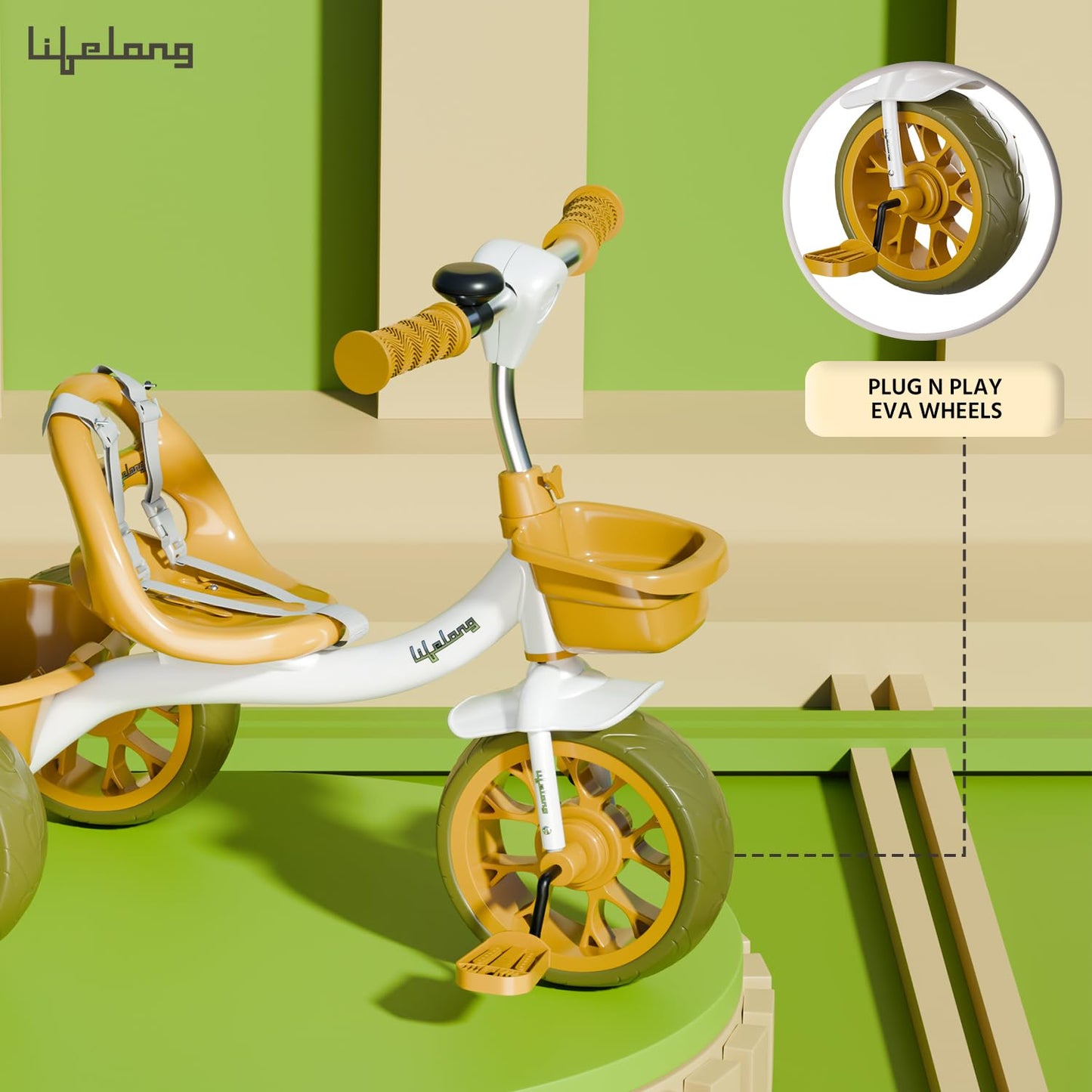 Lifelong Trike Cycle for Kids Cycle 2-5 Years - Tricycles for Boy & Girl - Baby Cycle - Bicycle for Kids - Bike with 3 EVA Wheels, Bell & Basket -Durable Tricycle with Parental Control