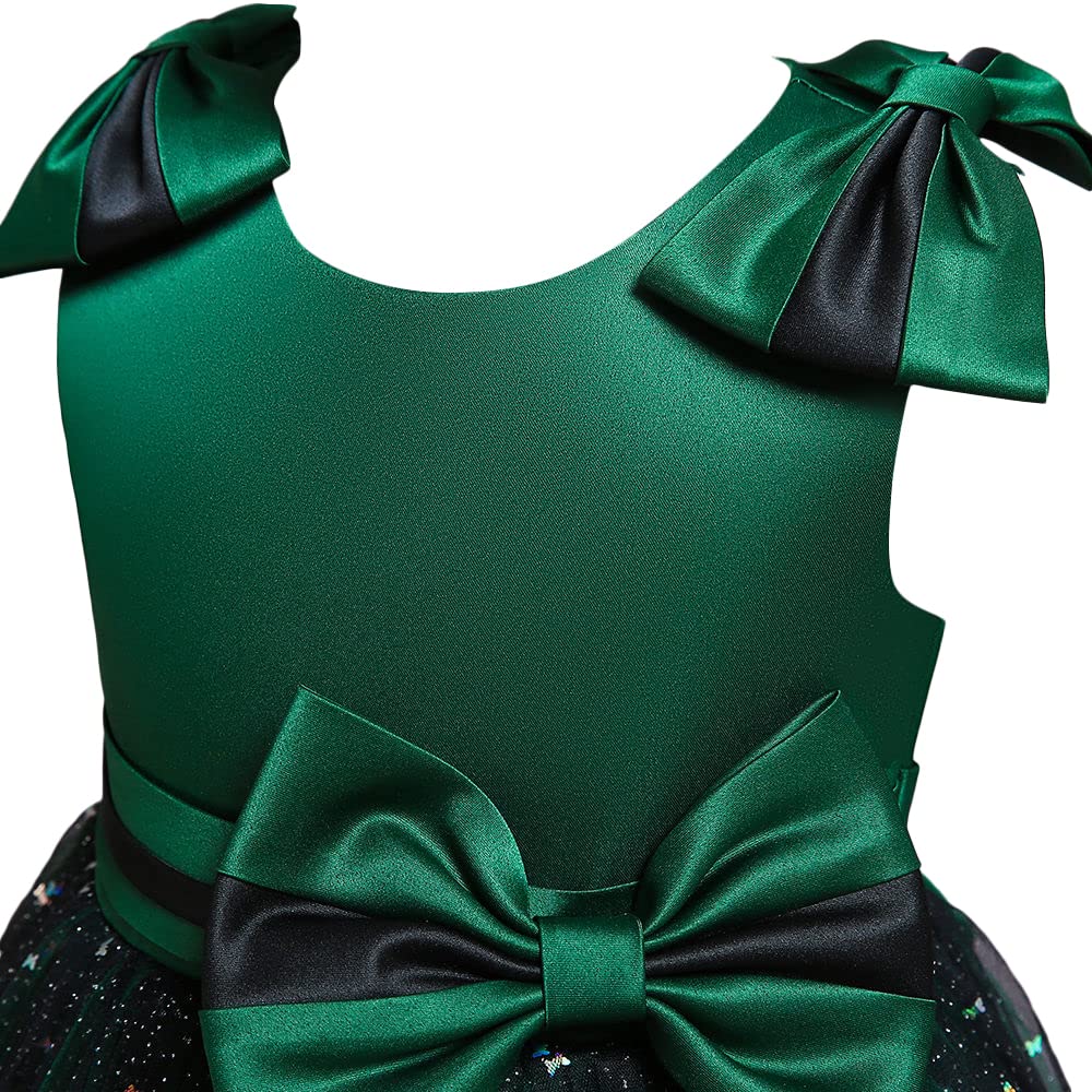 Hopscotch Girl's Fit And Flare Knee Length Polyester Bow Applique Party Knee-Length Dress