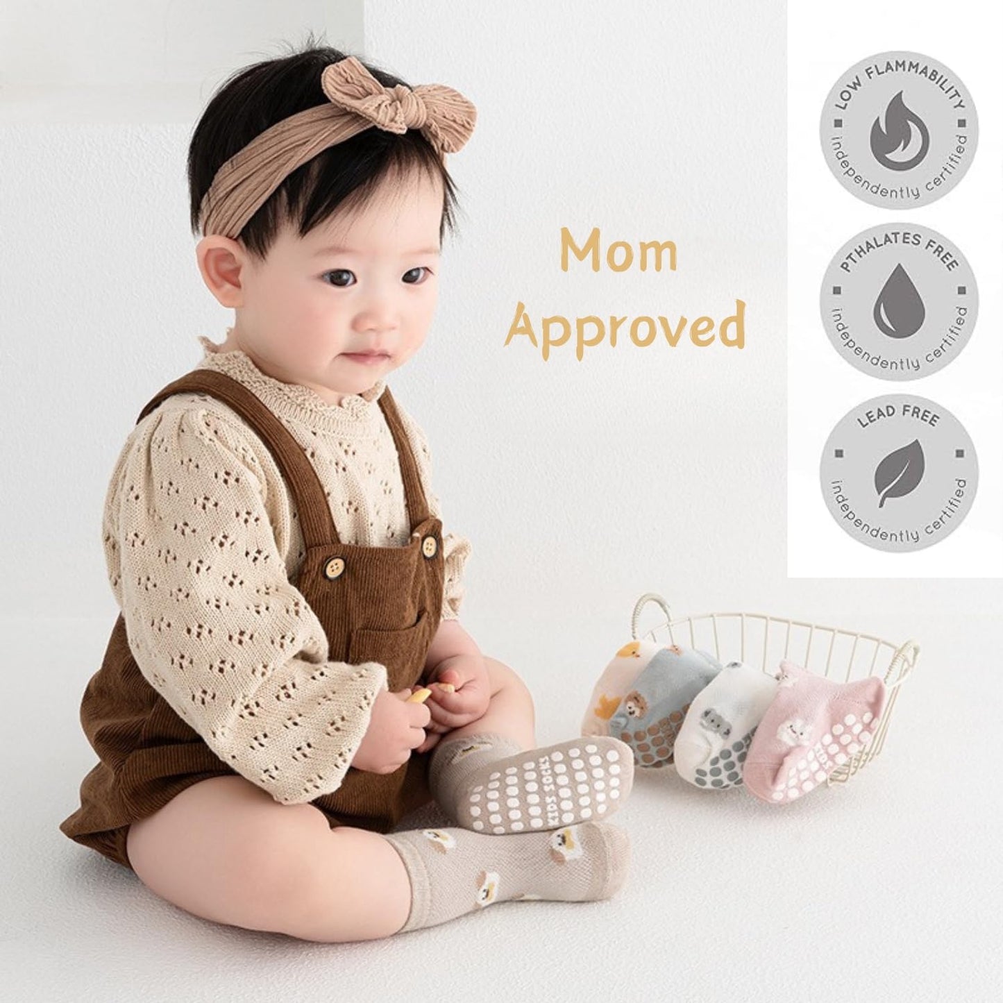 Ahamo Baby Boys' Summer Socks with Anti-Slip Grips