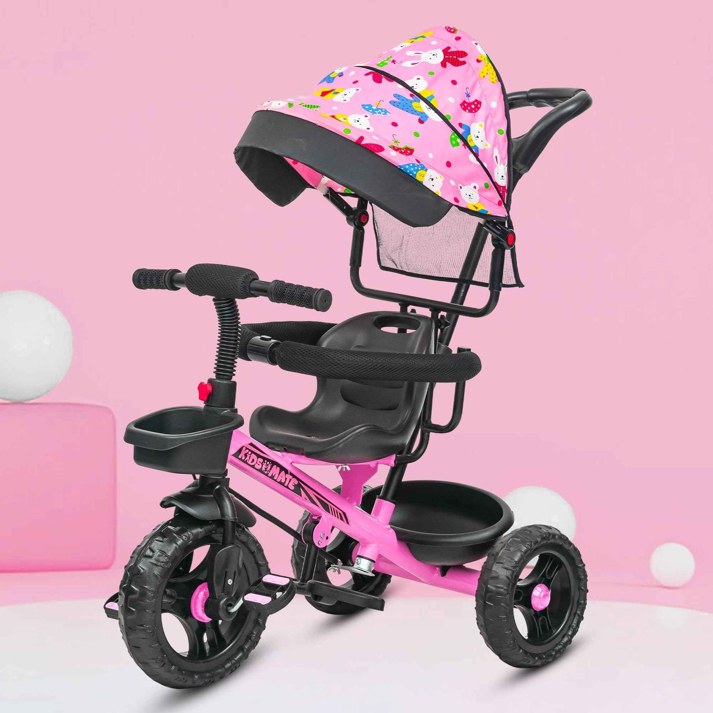 Kidsmate Xplorer 3-in-1 Tricycle for Kids | Durable Plug & Play Baby Trike with EVA Wheels, Safety Rail & Push Handle for Parents | Safe & Comfortable Ride for Toddlers 12-48 Months - Blue
