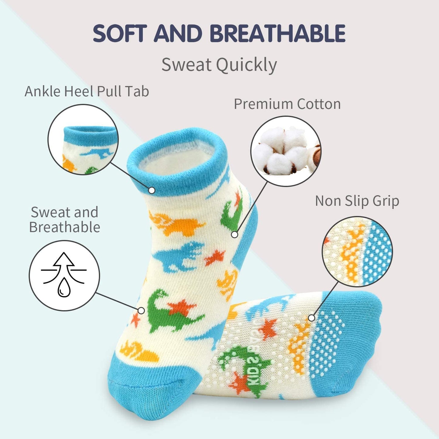 FIMALIA Organic Cotton Anti-Skid Socks Non Slip Kids Toddler Socks with Grip | (Pack of 4,6 &12 Pair) (Color & Print May Vary) (0 to 5 years size)