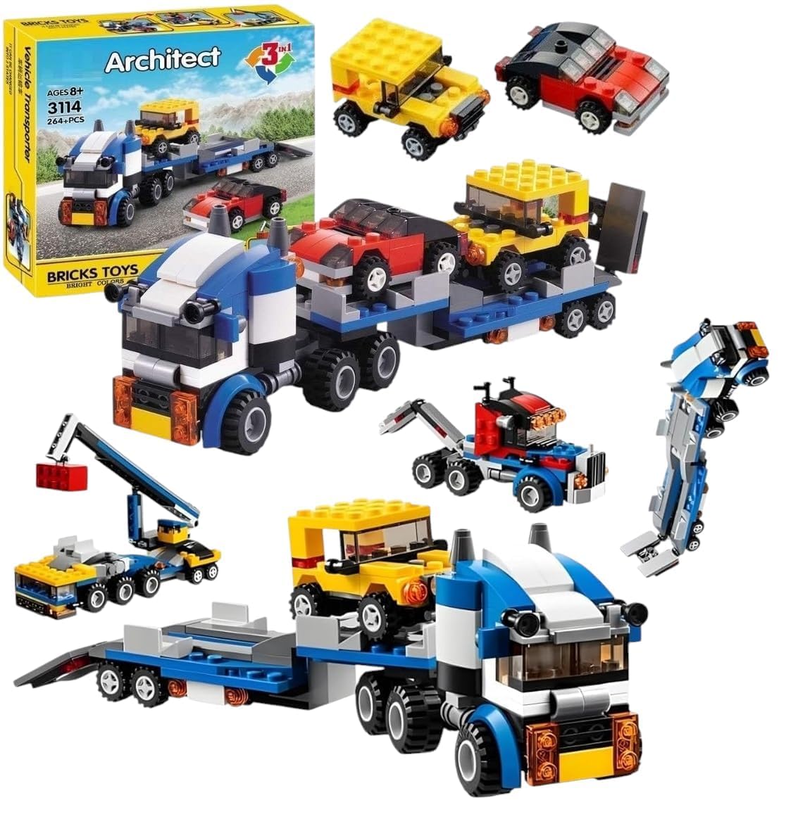 Umadiya® 36-in-1 Magic Building Blocks Set | 256+ Pieces | Creative Construction Toy for Kids | Includes Instruction Manual | Ideal for Boys & Girls Ages 6+ | DIY Brick Robot, Jet, Ship Models