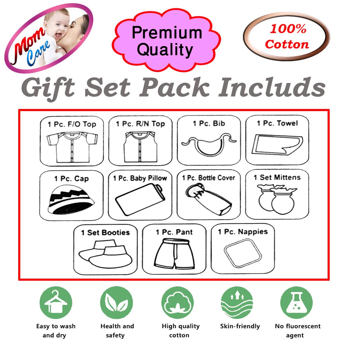 MOM CARE Newborn Baby Gift Set Has All Newborn Baby Essential Clothes in Baby Gift Set for or Girls Unisex 11 pcs Yellow