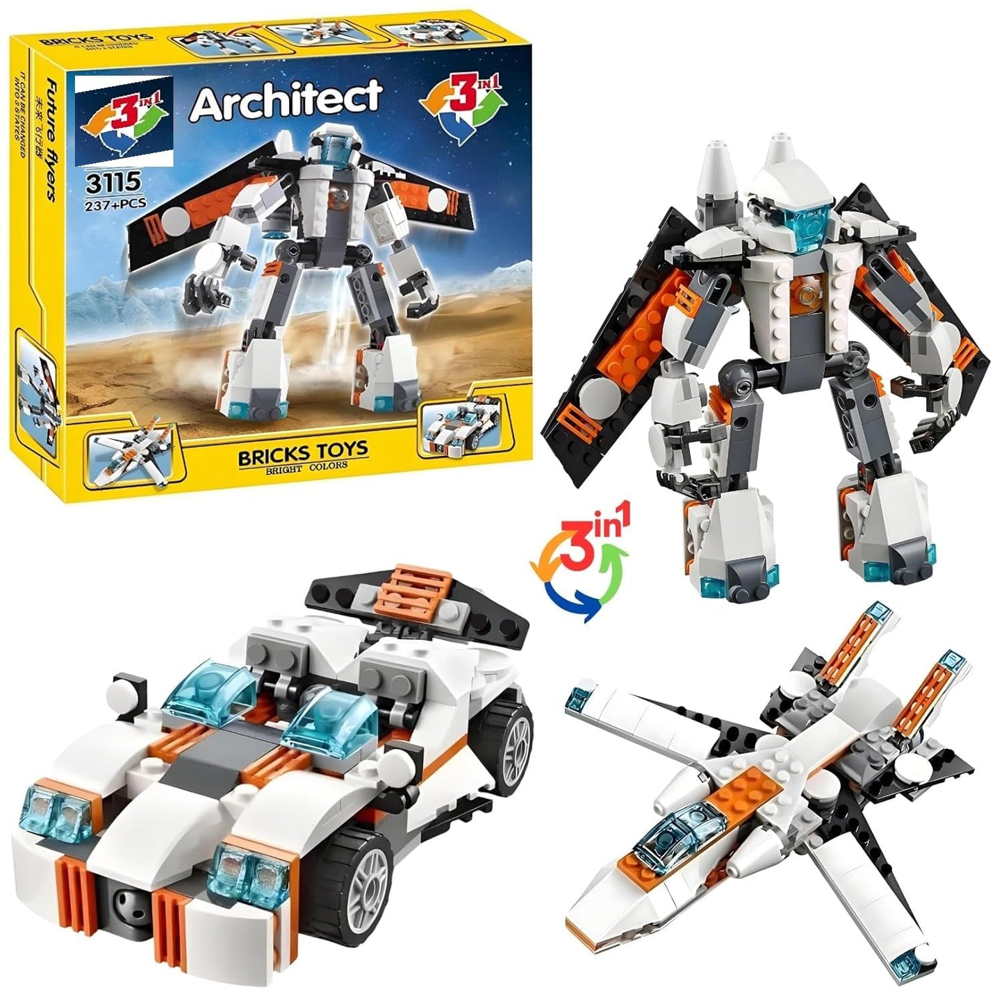 Umadiya® 36-in-1 Magic Building Blocks Set | 256+ Pieces | Creative Construction Toy for Kids | Includes Instruction Manual | Ideal for Boys & Girls Ages 6+ | DIY Brick Robot, Jet, Ship Models