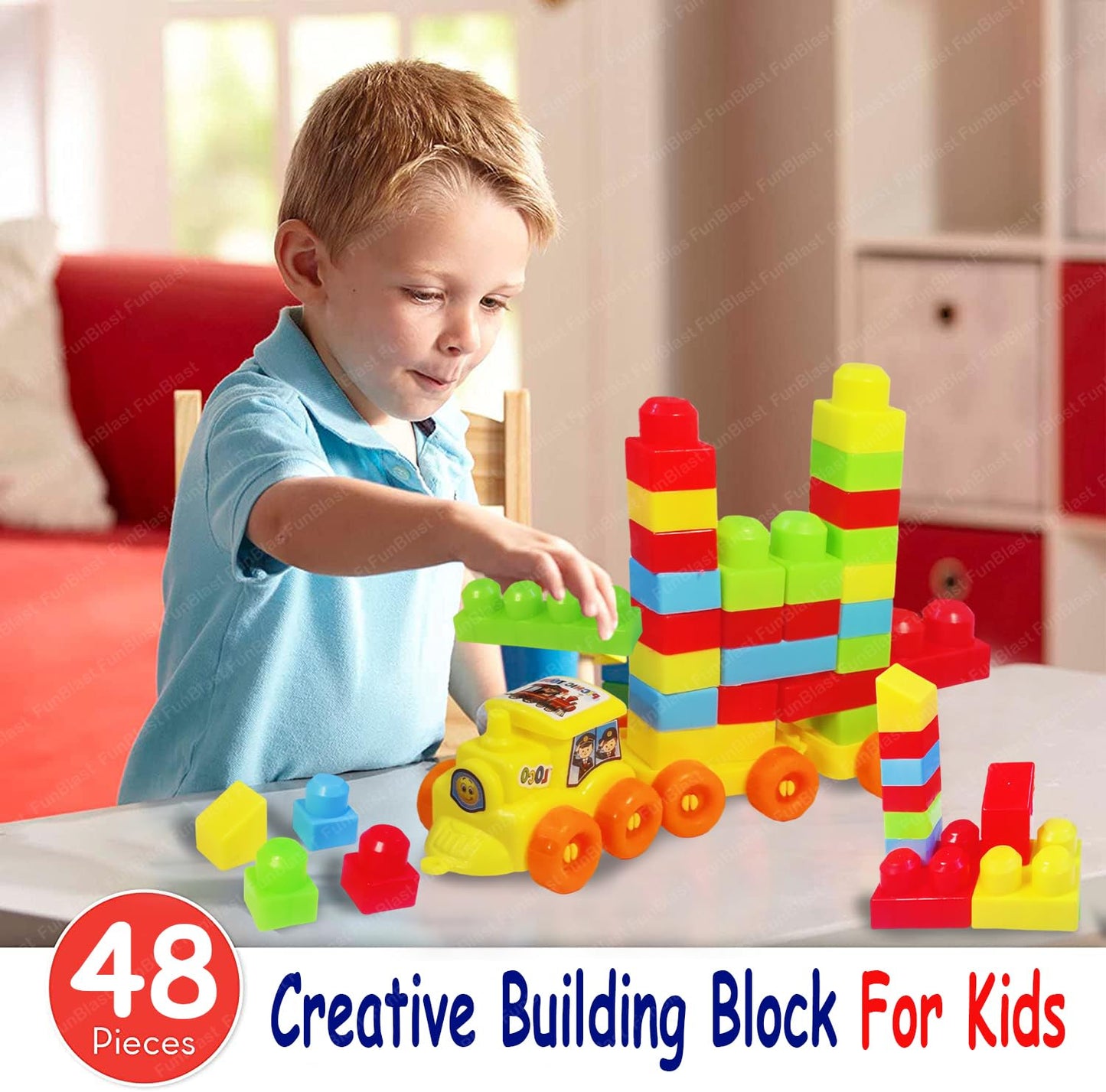 FunBlast DIY Plastic Building Blocks for Kids Building Blocks Toy for Kids Puzzle Games for Kid, Toys for Children Educational & Learning Toy for Kid, Girls & Boys - (250+ Blocks with 38 Wheels)