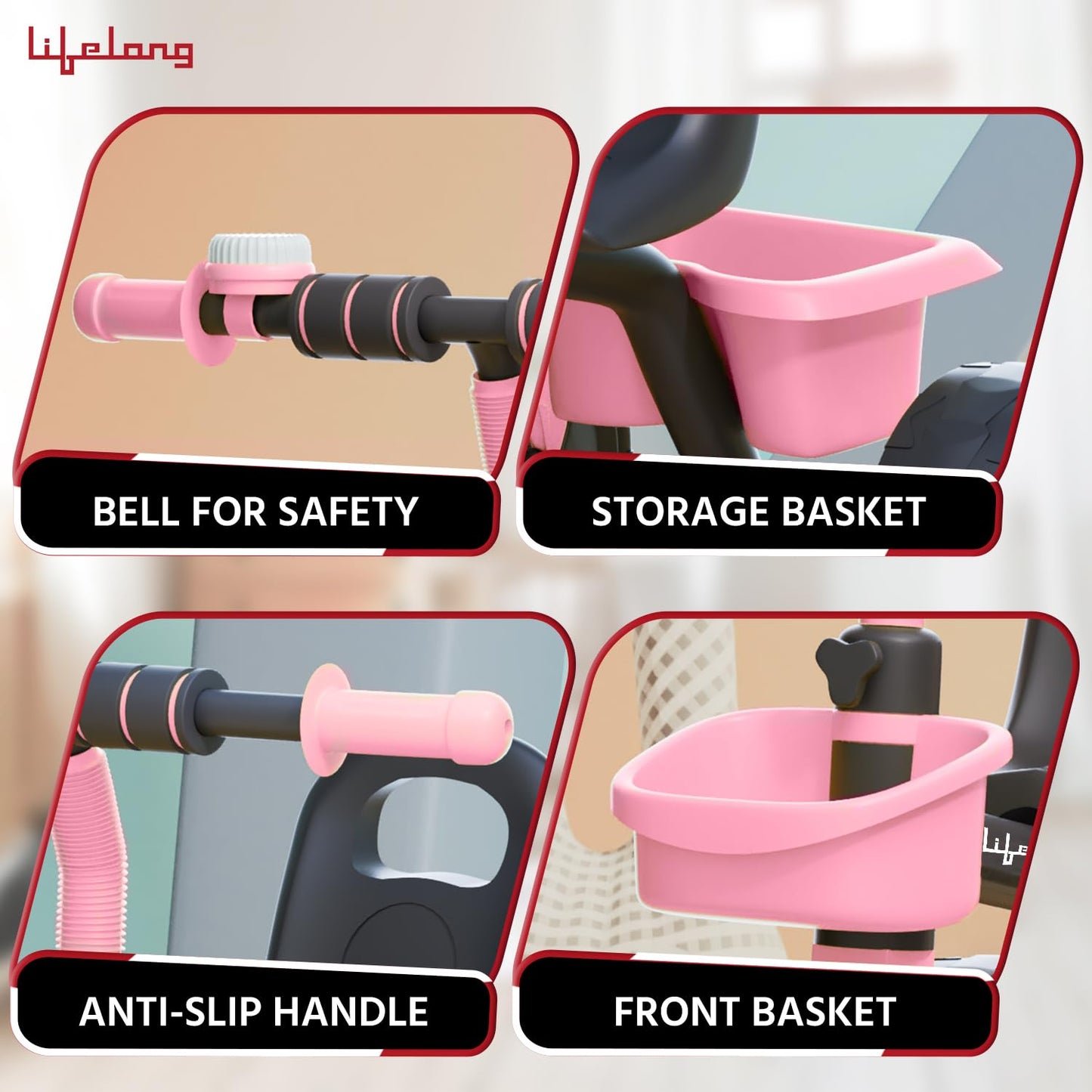 Lifelong Trike Cycle for Kids Cycle 2-5 Years - Tricycles for Boy & Girl - Baby Cycle - Bicycle for Kids - Bike with 3 EVA Wheels, Bell & Basket -Durable Tricycle with Parental Control