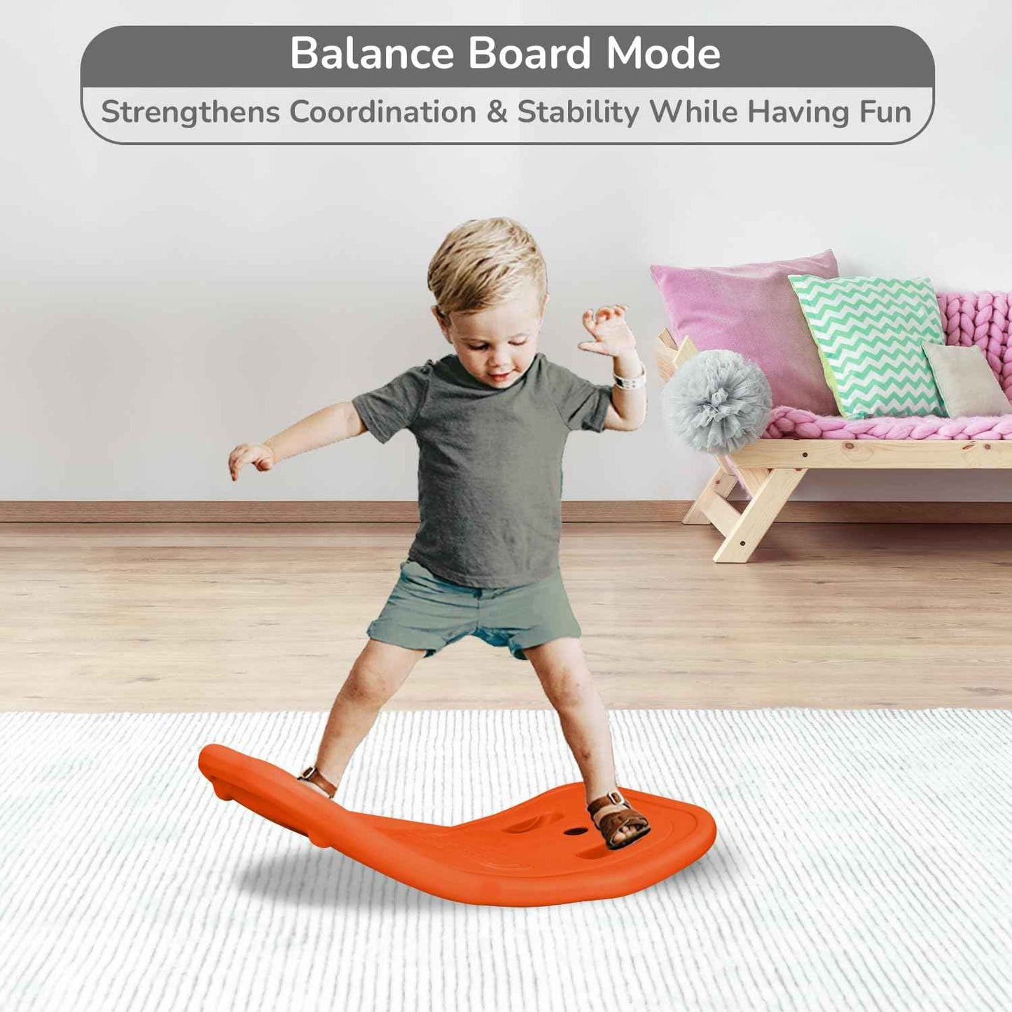 R for Rabbit Rock N Ride 3 in 1 Baby Push Ride-On Car with Rocker & Balance Board Mode | Non-Toxic, Durable and Safe Rocking Horse Rider for Kids 1-4 Years Age, Upto 20kgs Weight (Blue Orange)