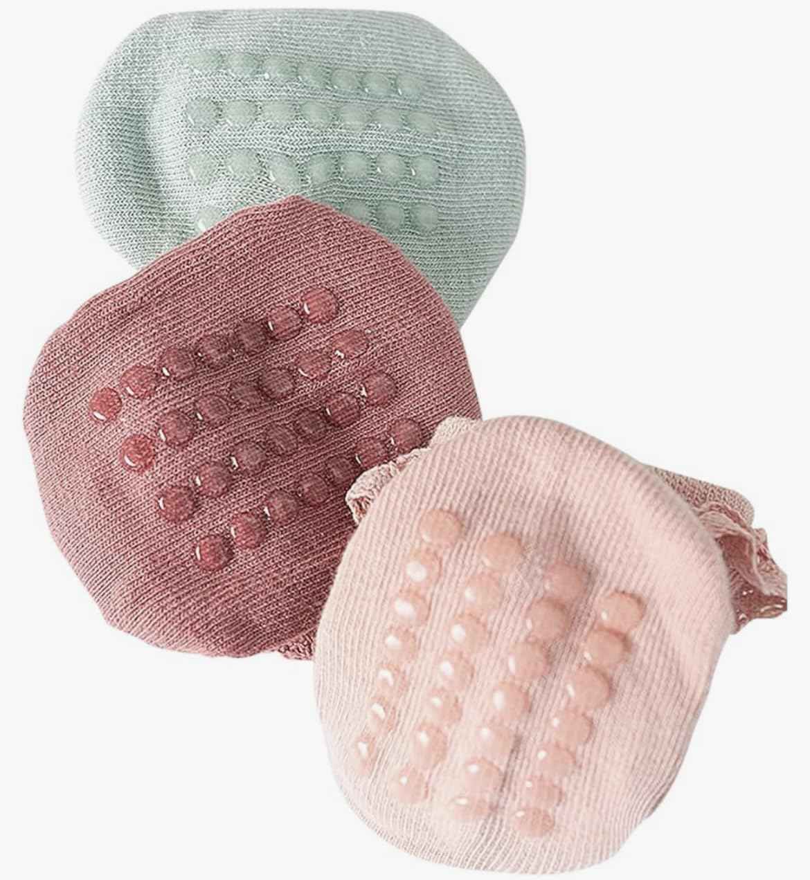 heartbury Cute and Colorful 100% Cotton Baby Girls Anti Slip Socks Frill &Ruffle Socks for Baby Girls, Grip socks for Baby