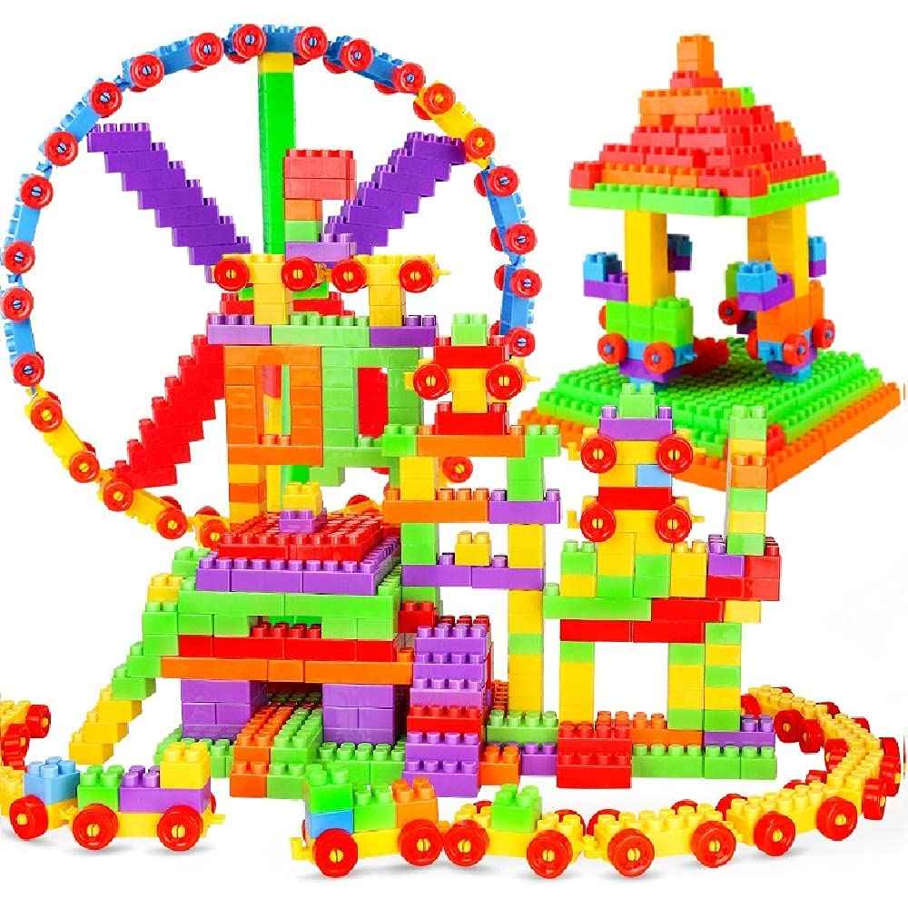 FunBlast DIY Plastic Building Blocks for Kids Building Blocks Toy for Kids Puzzle Games for Kid, Toys for Children Educational & Learning Toy for Kid, Girls & Boys - (250+ Blocks with 38 Wheels)