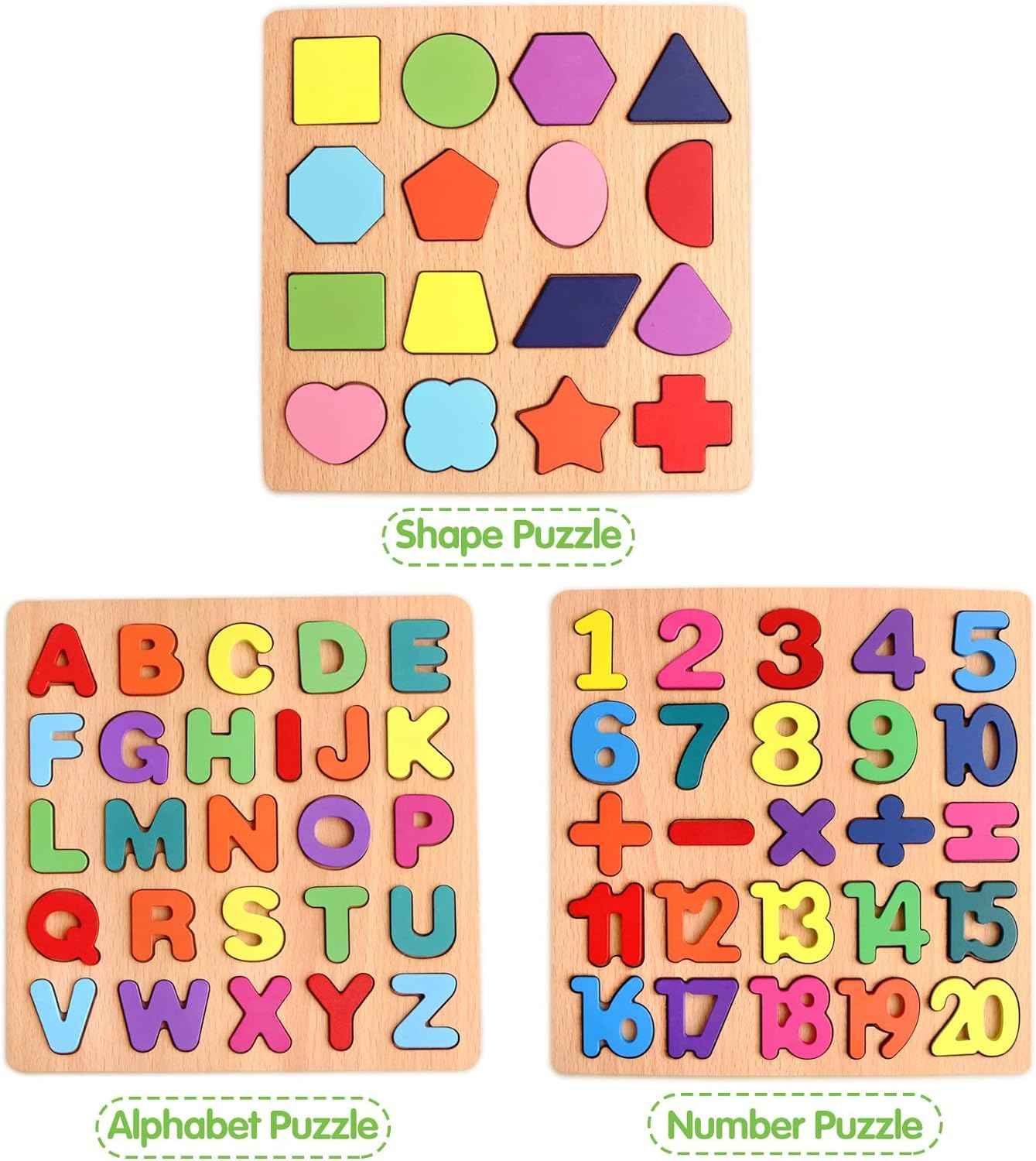Niwlix Wooden Learning Educational Board for Kids, Puzzle Toys for 2+ Years Old Boys & Girls Educational Toys for Toddlers & Preschoolers, ABCD for Kids(Alphabets, Numbers & Shapes)