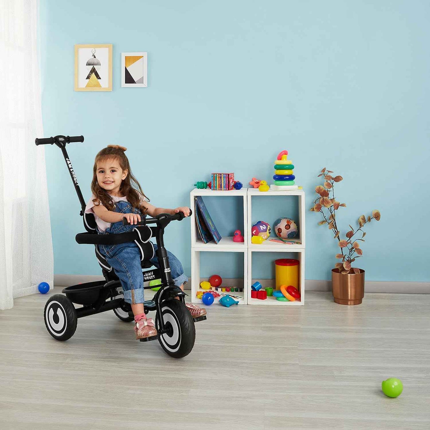 Amazon Brand - Jam & Honey Tricycle for Kids | 2-in-1 with Pedalling & Parental Control | Cushioned Seat | Guardrail & Anti-Slip Handle for Safety | for 2 Years+ Boys and Girls | Yellow and Black