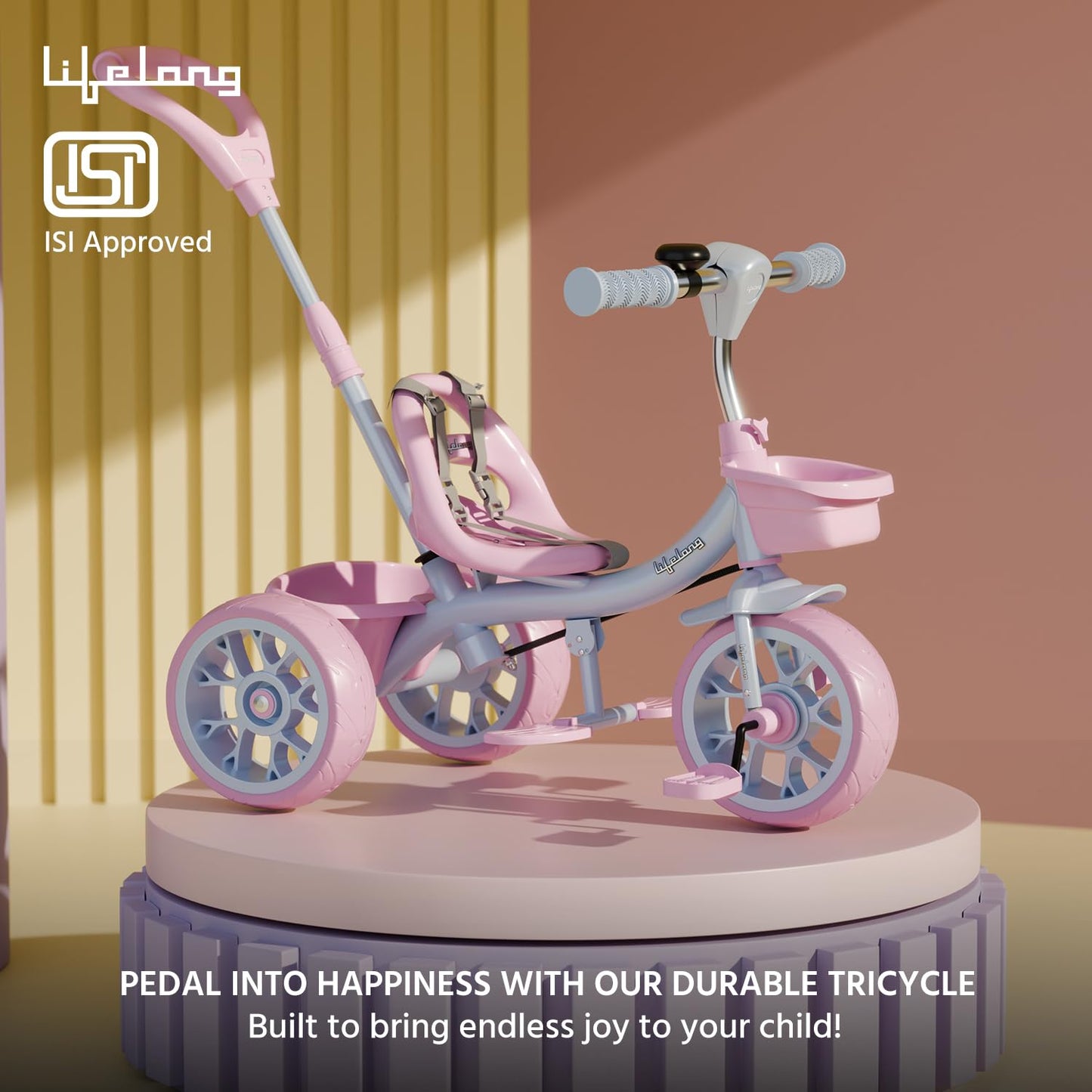 Lifelong Trike Cycle for Kids Cycle 2-5 Years - Tricycles for Boy & Girl - Baby Cycle - Bicycle for Kids - Bike with 3 EVA Wheels, Bell & Basket -Durable Tricycle with Parental Control