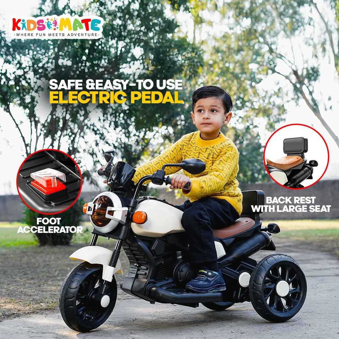 Kidsmate X-Power Ultimate Fun Electric Bike for Kids | 6V 4AH Battery, Dual Suspension with LED Lights & Comfy Backrest | Battery Bike for Kids for Ages 1-5 Years - Red