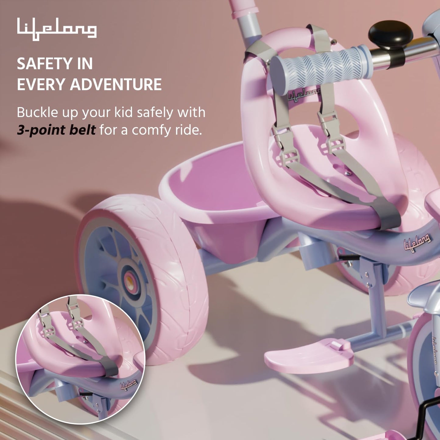 Lifelong Trike Cycle for Kids Cycle 2-5 Years - Tricycles for Boy & Girl - Baby Cycle - Bicycle for Kids - Bike with 3 EVA Wheels, Bell & Basket -Durable Tricycle with Parental Control