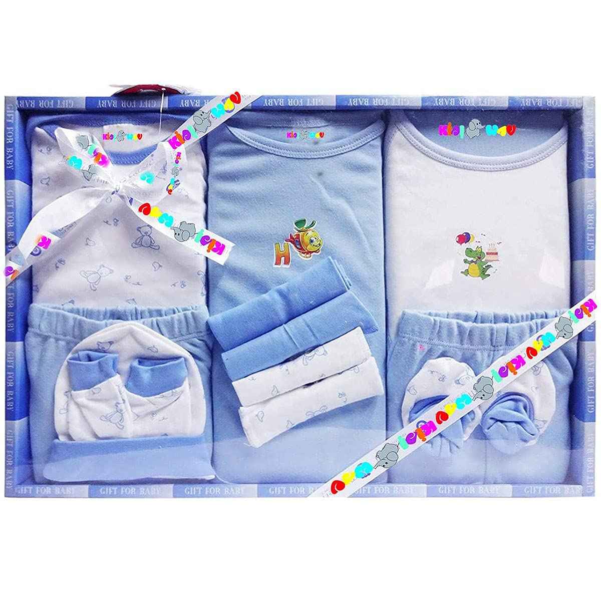 EIO Unisex Kids Cotton Solid Clothing Gift Set -13 Pieces
